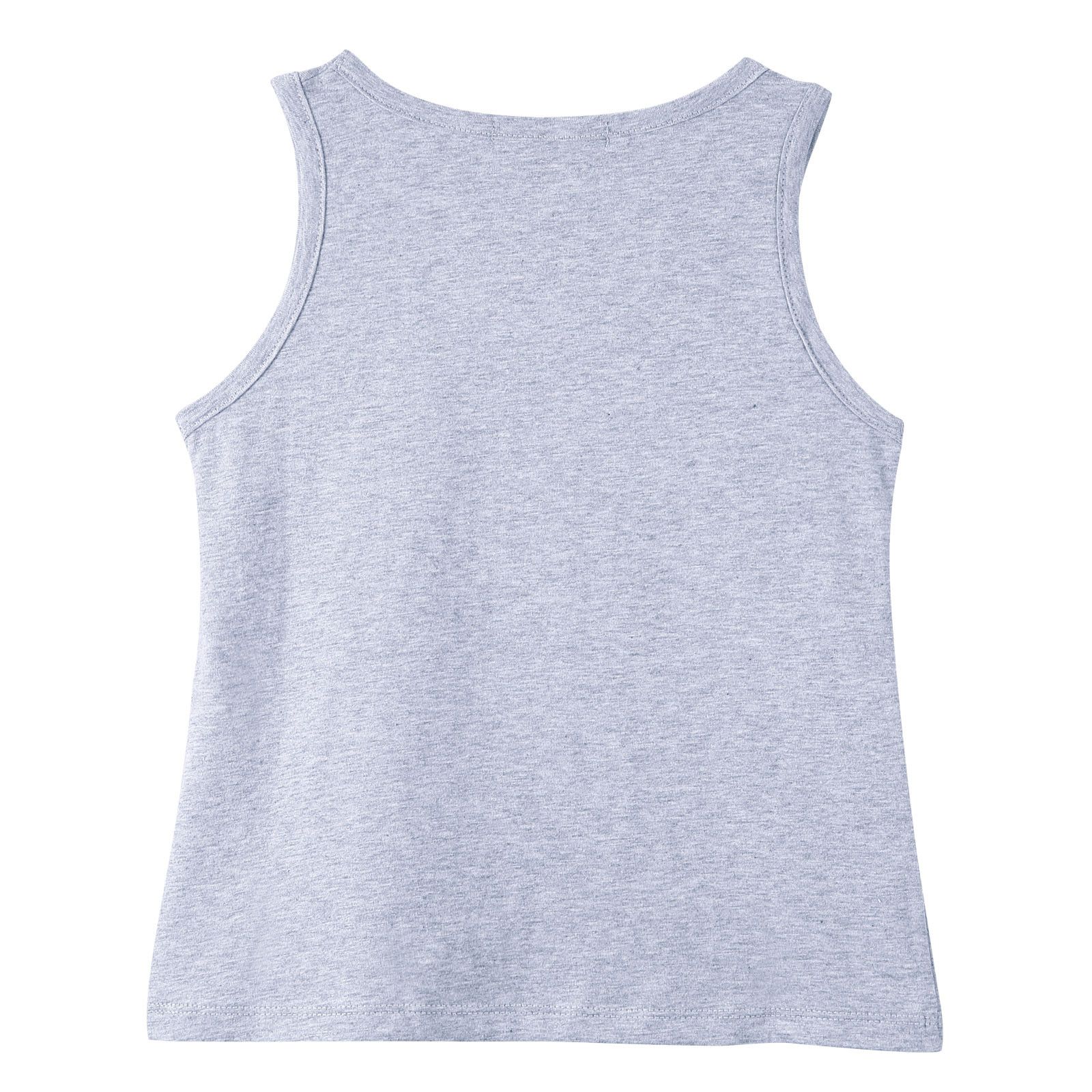 Girls Melange Grey Cotton Jersey Vest With Silver Brand Name Logo - CÉMAROSE | Children's Fashion Store - 2