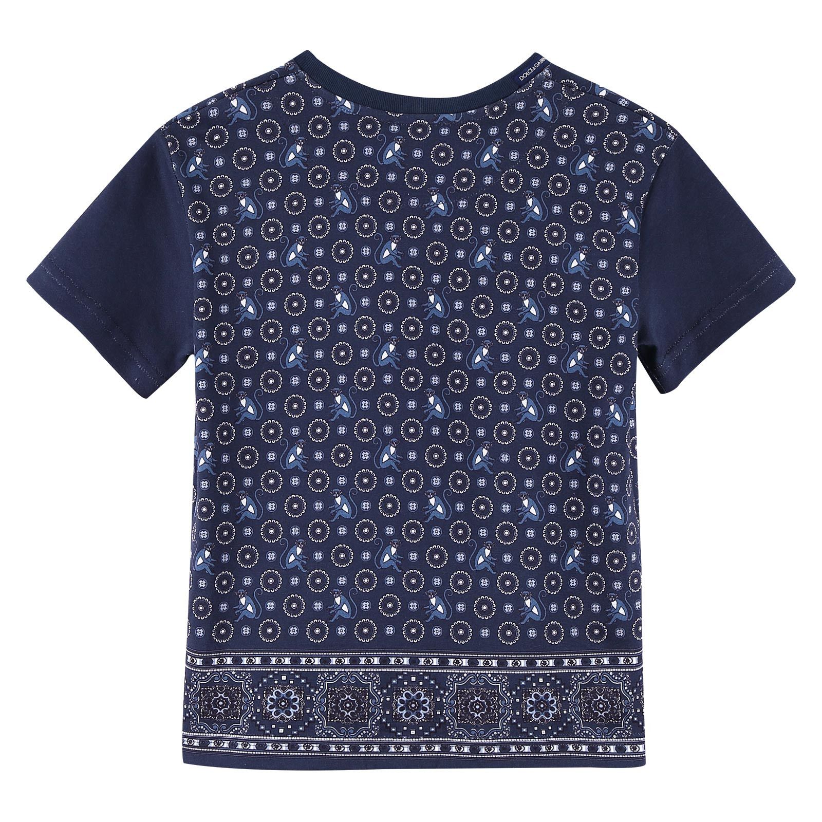 Boys Dark Grey Monkey Face Printed Cotton Jersey T-Shirt - CÉMAROSE | Children's Fashion Store - 2