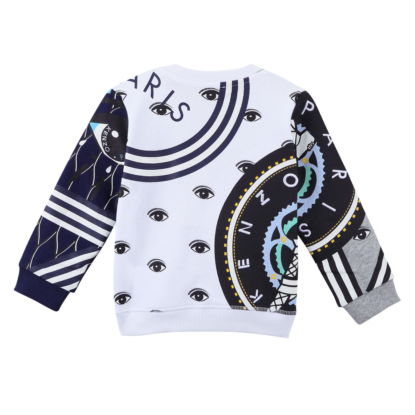 Boys White Cotton Sweatshirt With Multicolor Embroidered Tiger Head Trims - CÉMAROSE | Children's Fashion Store - 3
