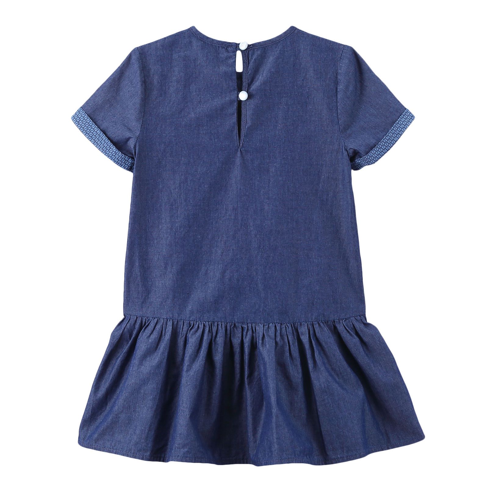 Girls Light Blue Cotton Patch Trims Dress - CÉMAROSE | Children's Fashion Store - 2
