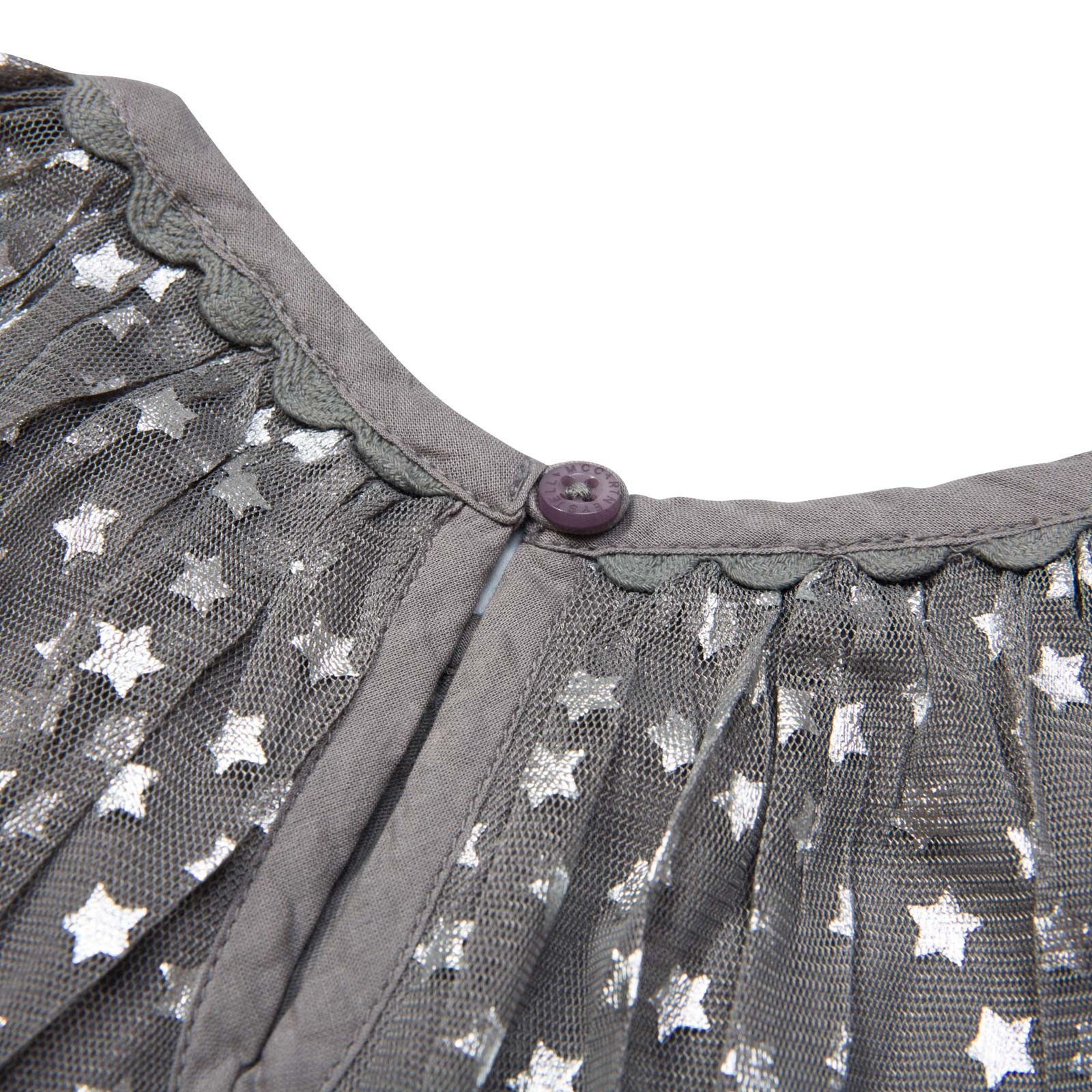 Misty Girls Grey Cotton Shiny Silver Stars Printed Dress - CÉMAROSE | Children's Fashion Store - 4
