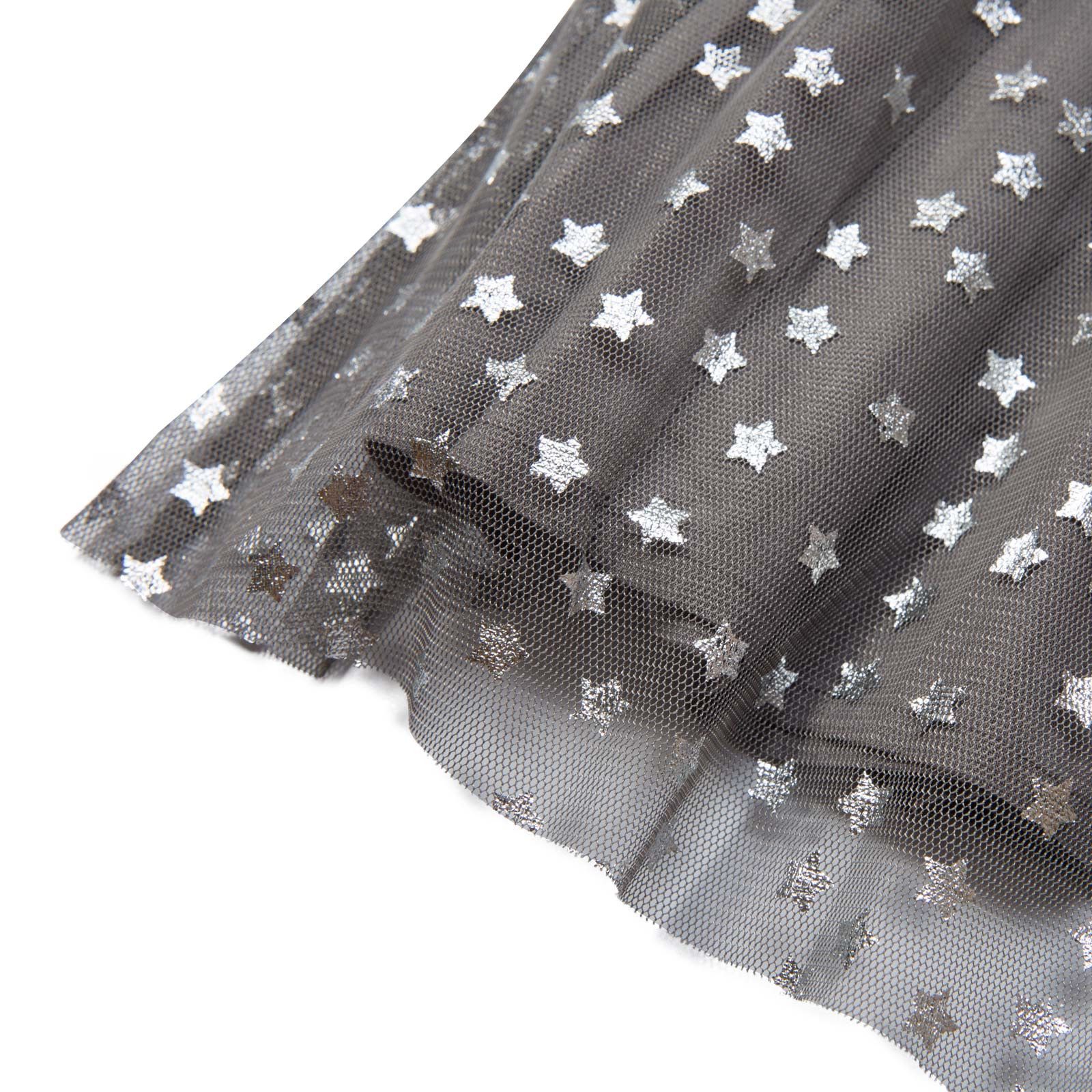 Misty Girls Grey Cotton Shiny Silver Stars Printed Dress - CÉMAROSE | Children's Fashion Store - 5