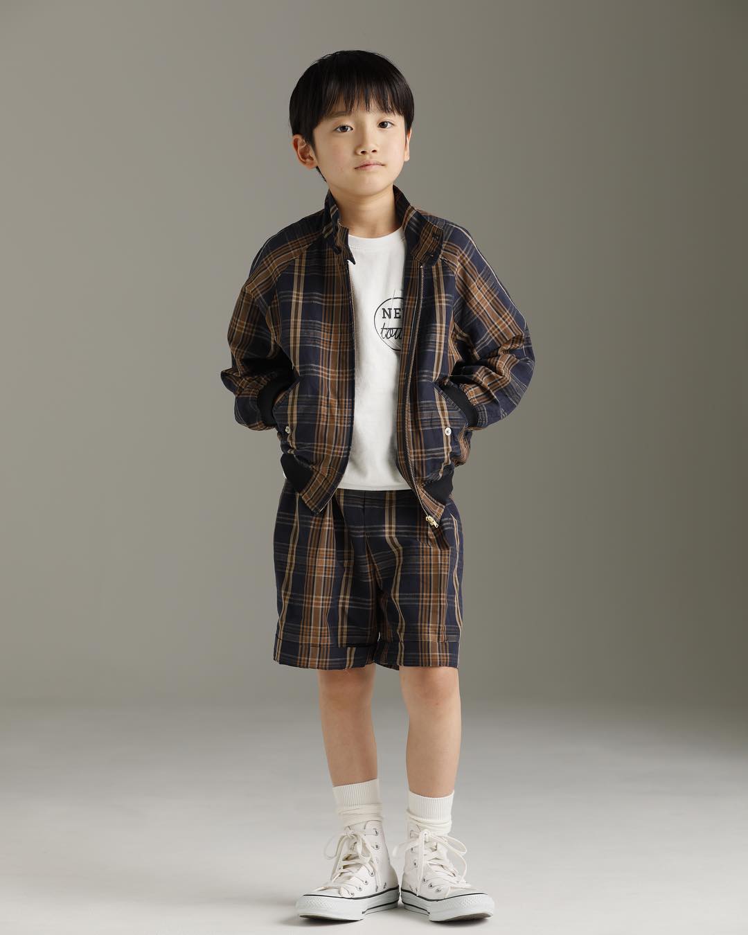 Boys Navy Madras Jacket