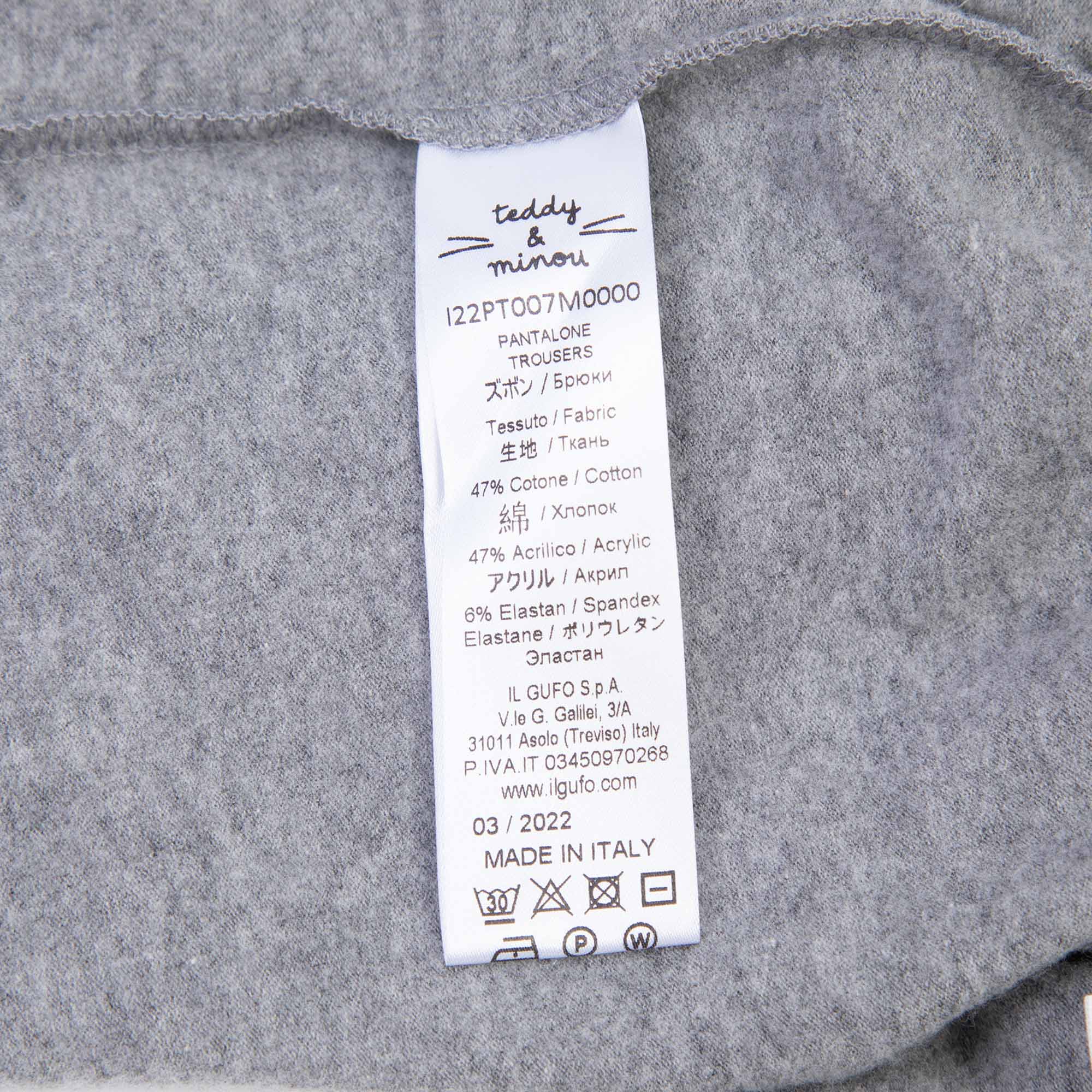 Baby Boys & Girls Grey Cotton Trousers