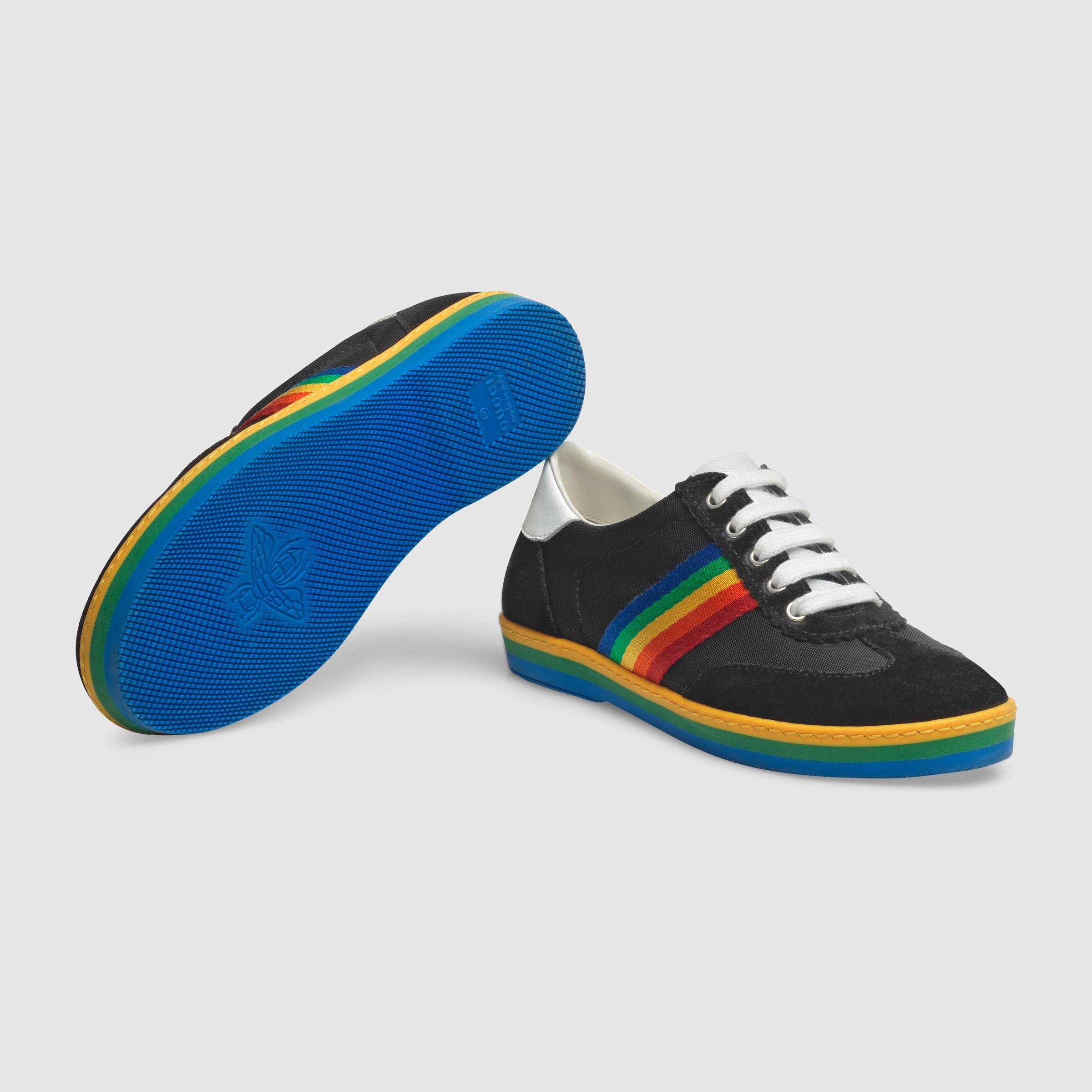 Boys Black & Chromatic Stripes Shoes