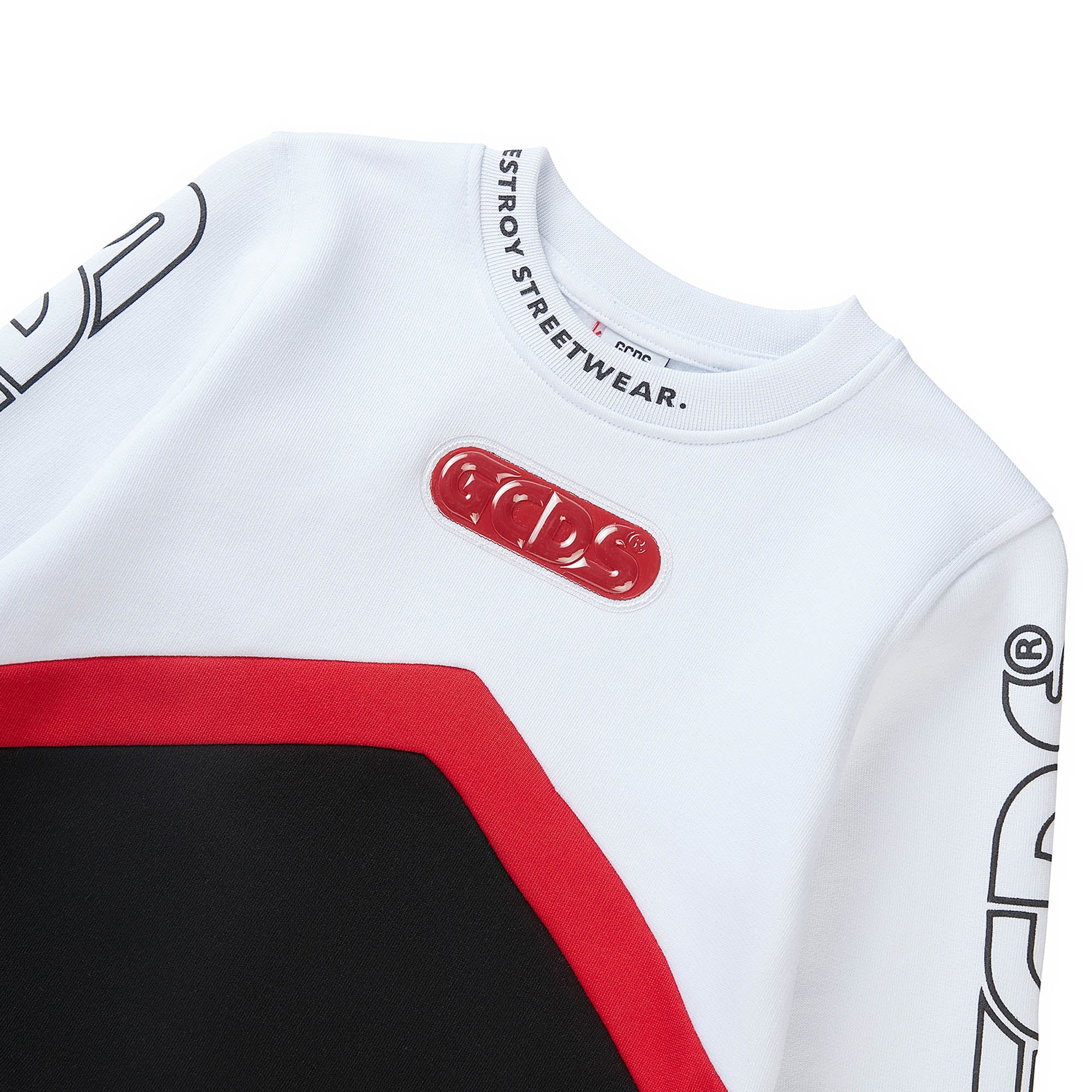 Boys White & Black Logo Cotton Sweatshirt