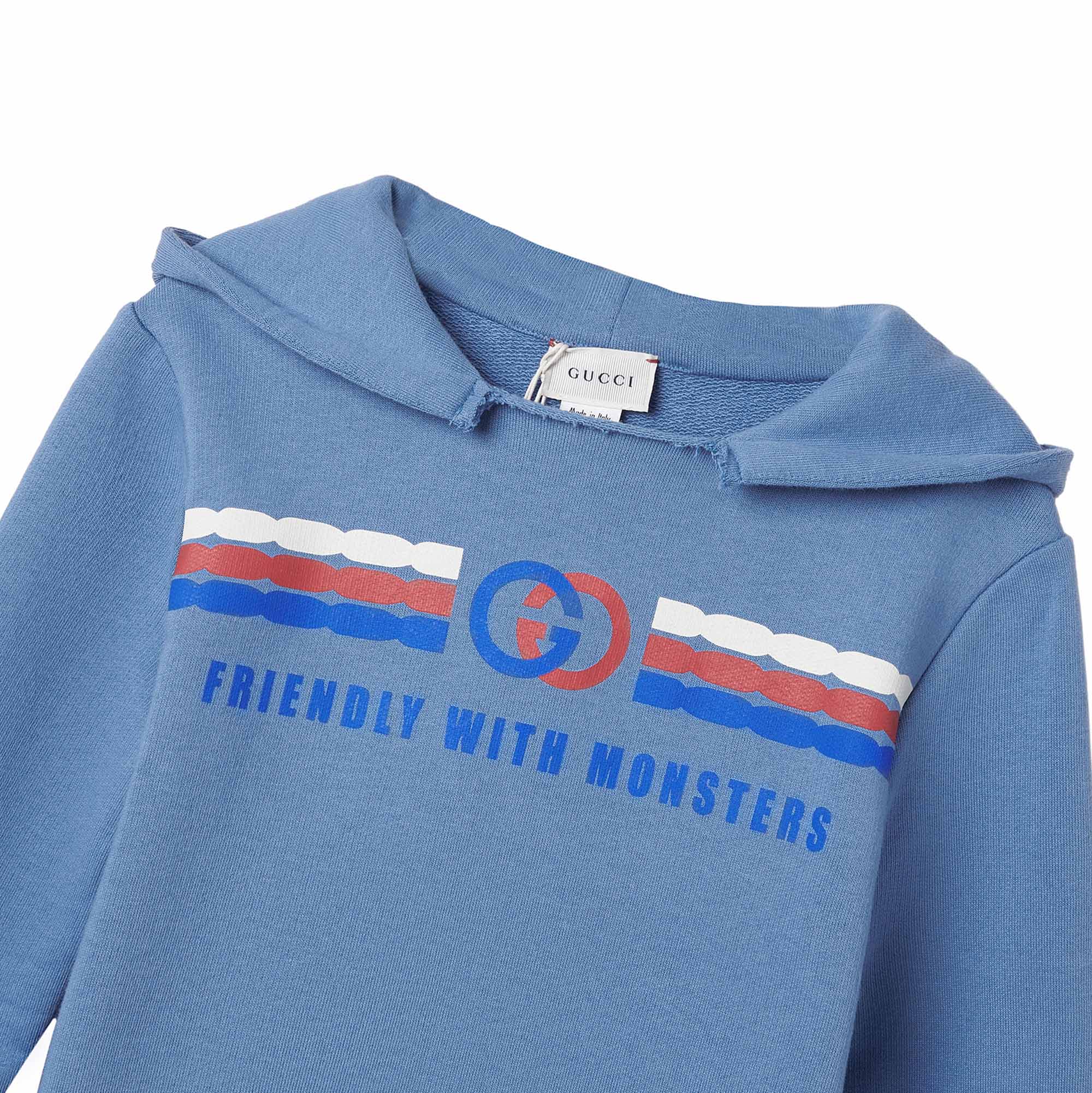 Boys Blue Hooded Cotton Sweatshirt