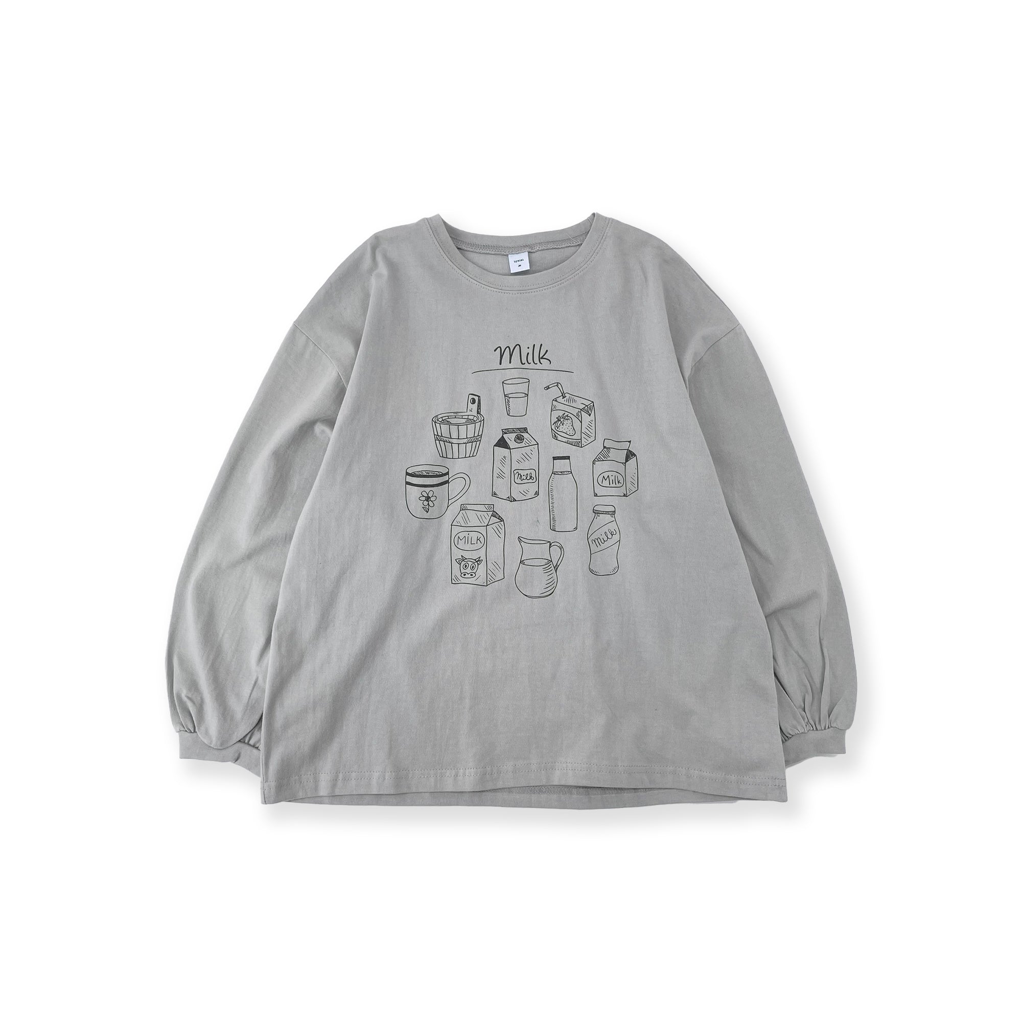 Girls Grey Printed Cotton T-Shirt