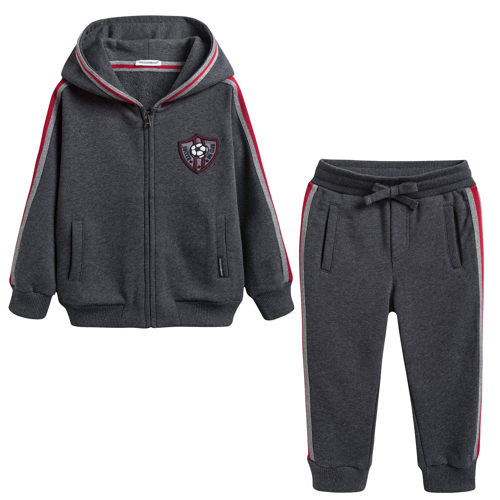 Boys Grey Cotton Tracksuits