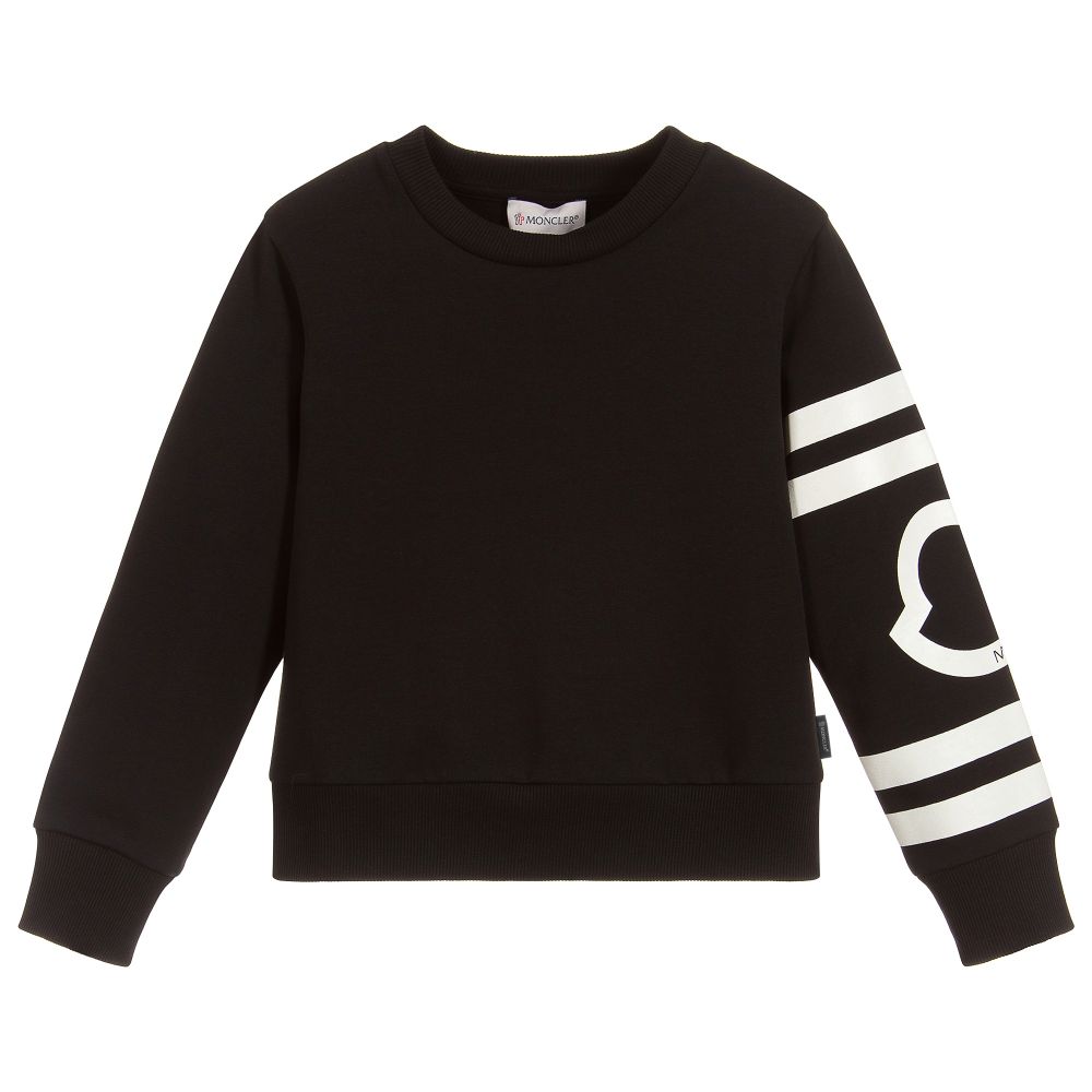 Girls Black Logo Cotton Sweatshirt