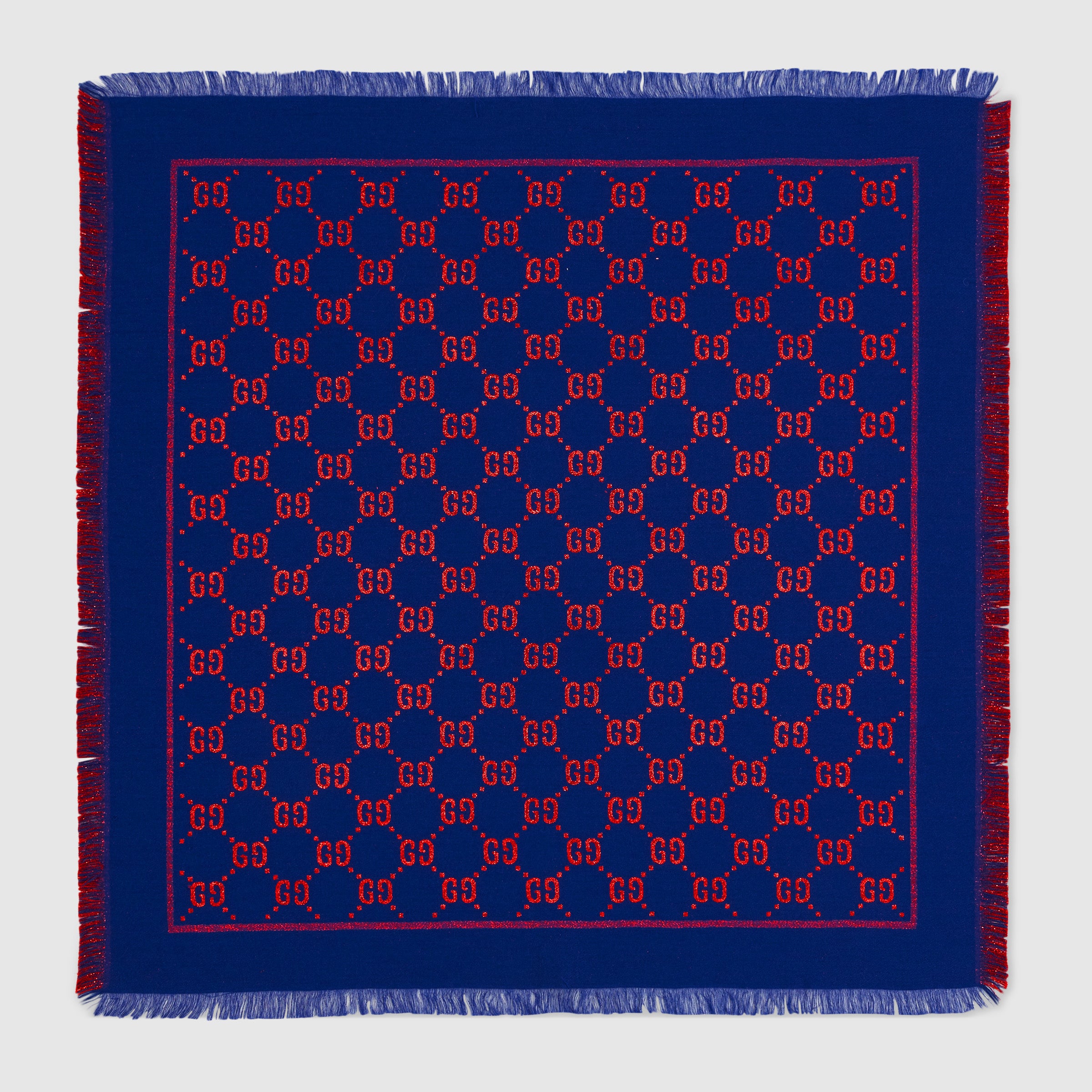 Girls Blue GG Cotton Wool Shawl ((31.5"W x 31.5"L))