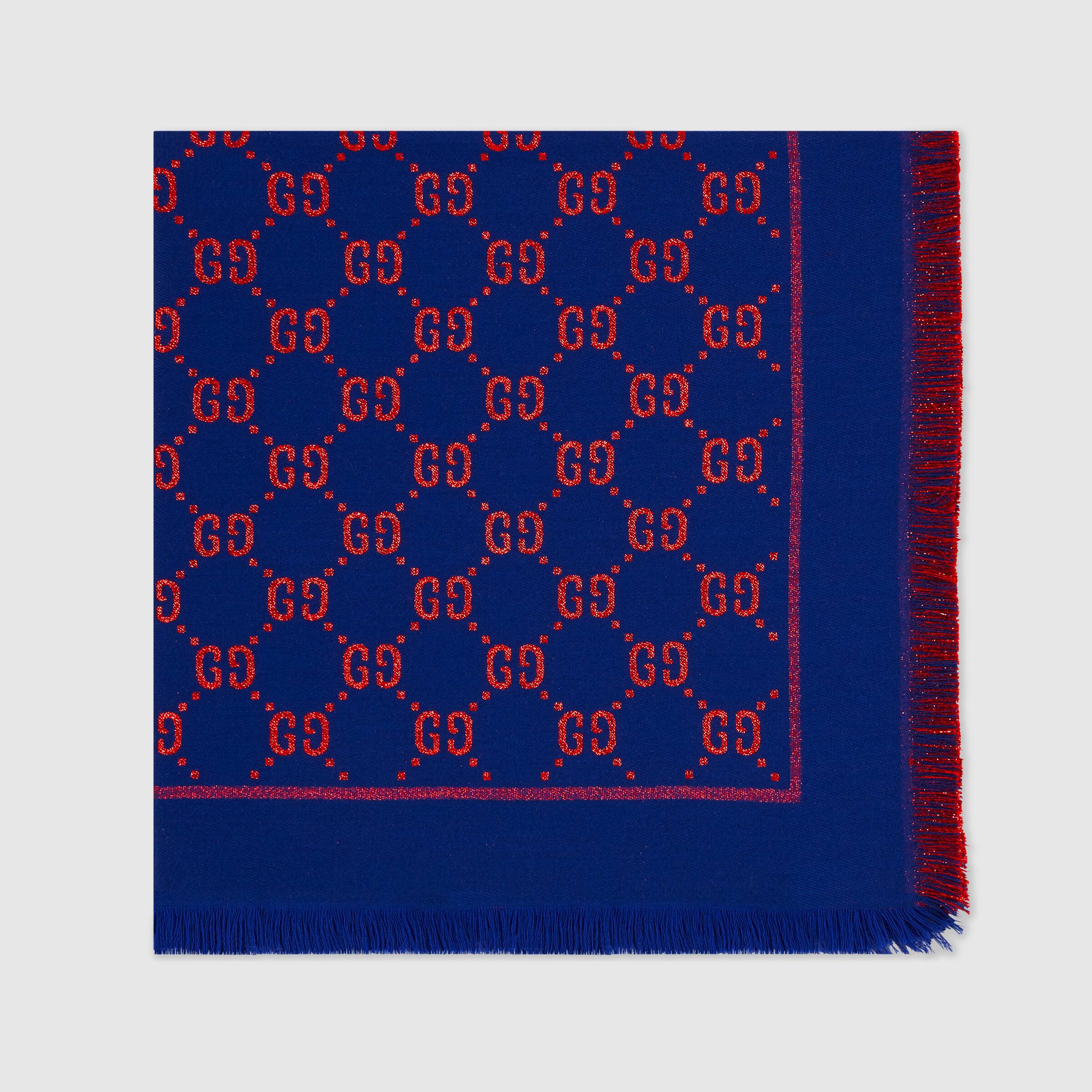 Girls Blue GG Cotton Wool Shawl ((31.5"W x 31.5"L))