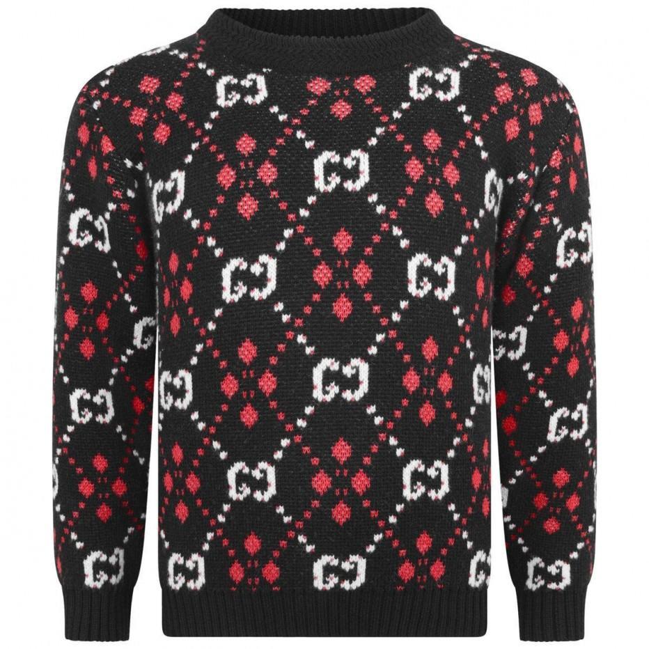 Boys Black & Red Logo Cotton Sweater