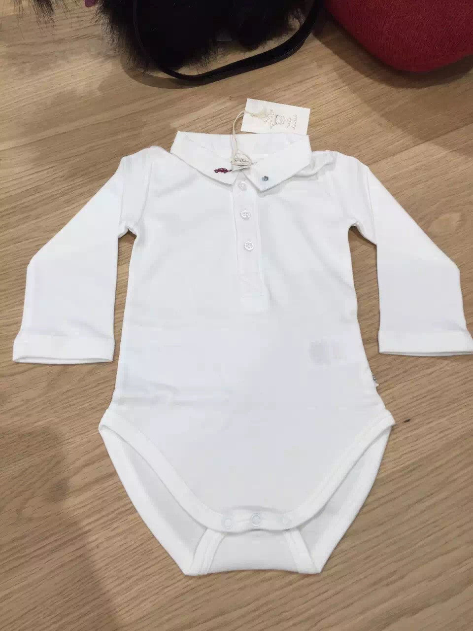Baby Boys White Car Embroidered Bodysuit - CÉMAROSE | Children's Fashion Store