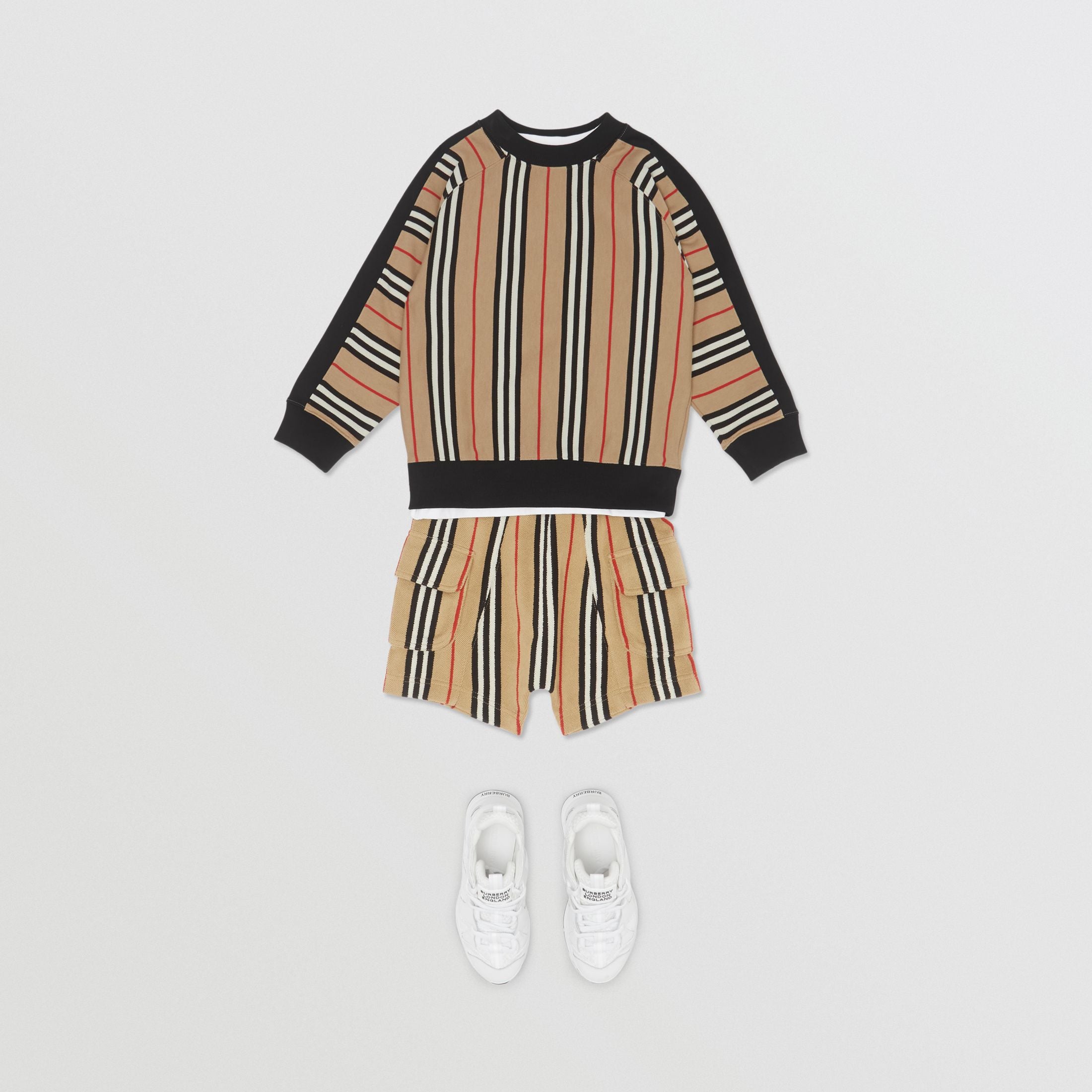 Boys Archive Beige Striped Cotton Sweatshirt