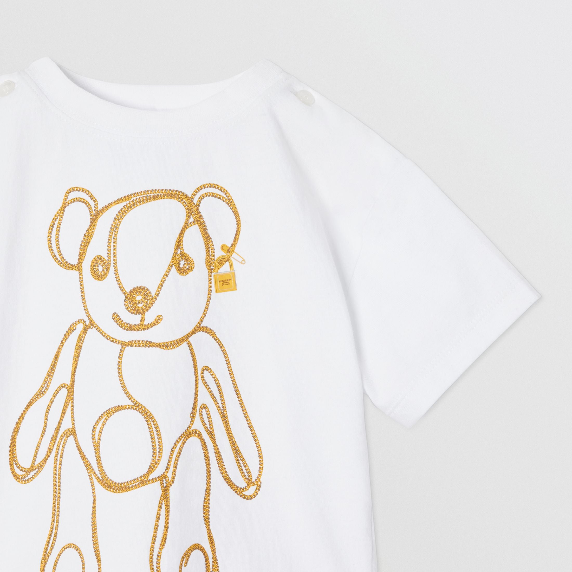 Baby Girls White Pattern Cotton T-shirt