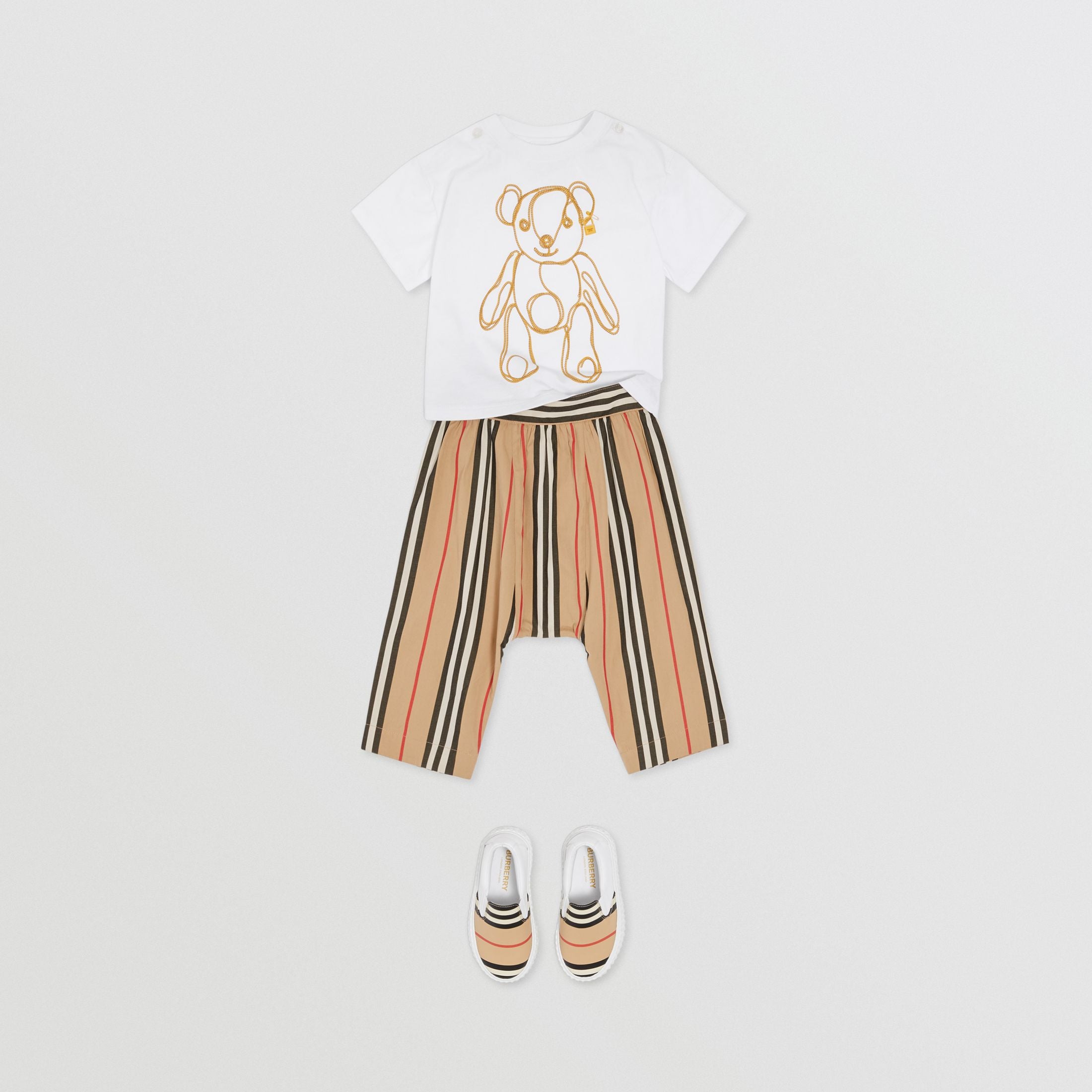 Baby Girls White Pattern Cotton T-shirt