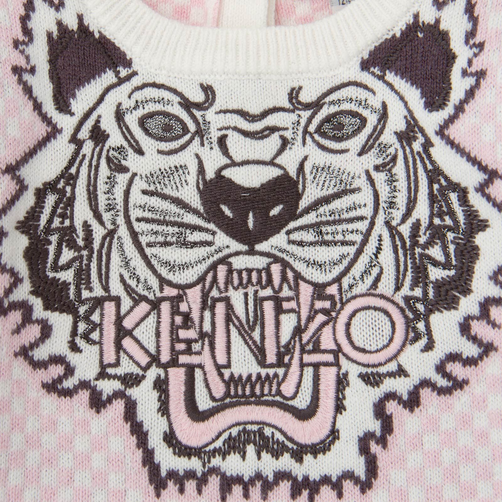 Baby Girls Pink&White Tiger Embroidered Kintted Sweater Dress - CÉMAROSE | Children's Fashion Store - 3