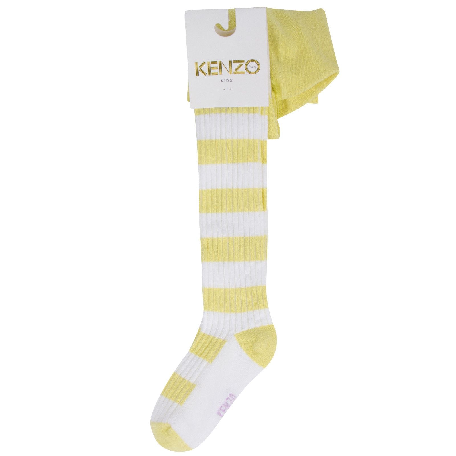 Baby Girls Yellow&White Stripe Monster Embroidered Tights - CÉMAROSE | Children's Fashion Store - 1