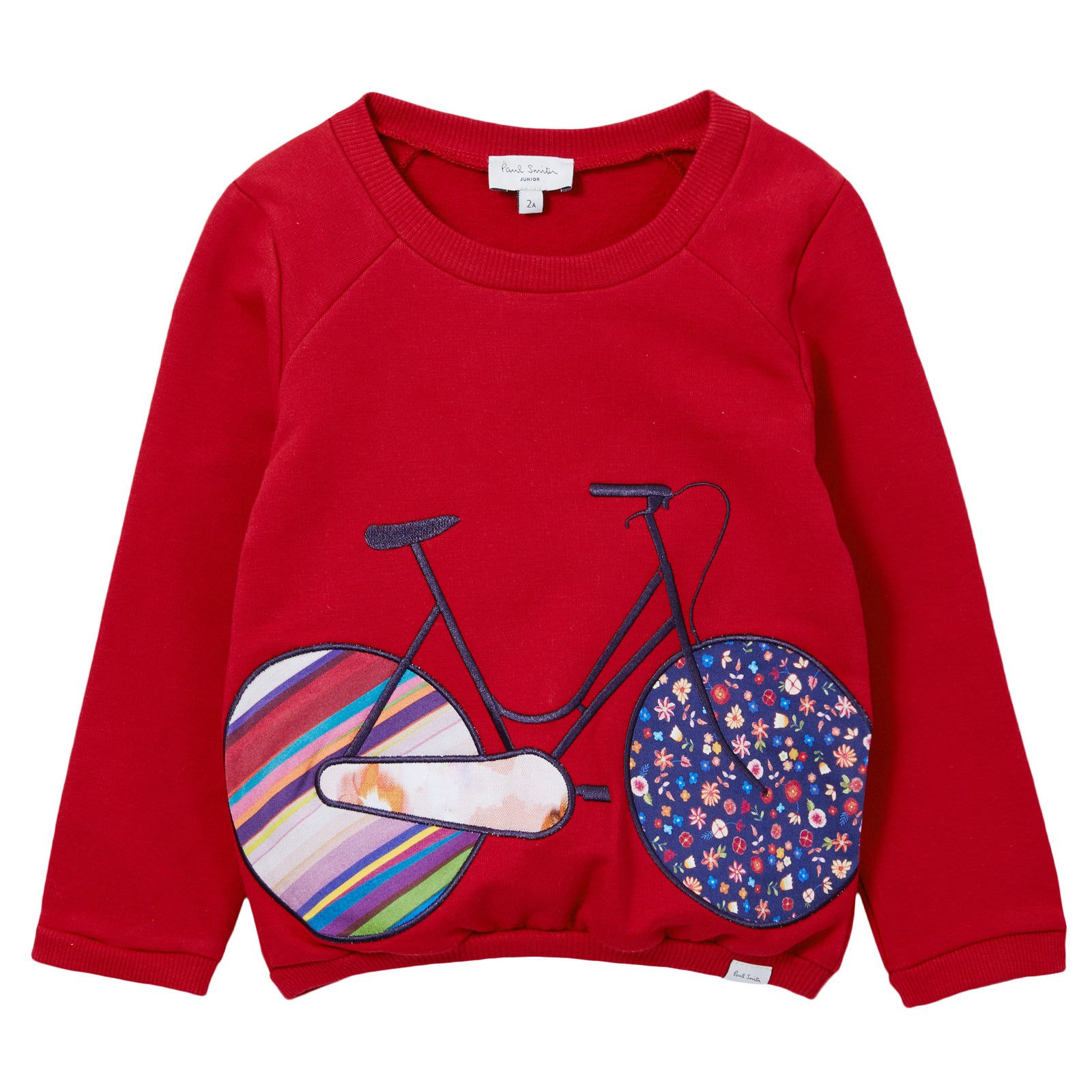 Girls Scarlet Red Embroidered Bicycle Sweatshirt - CÉMAROSE | Children's Fashion Store - 1