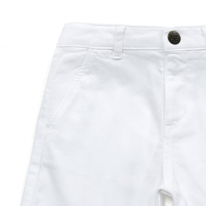 Boys White Cotton Shorts