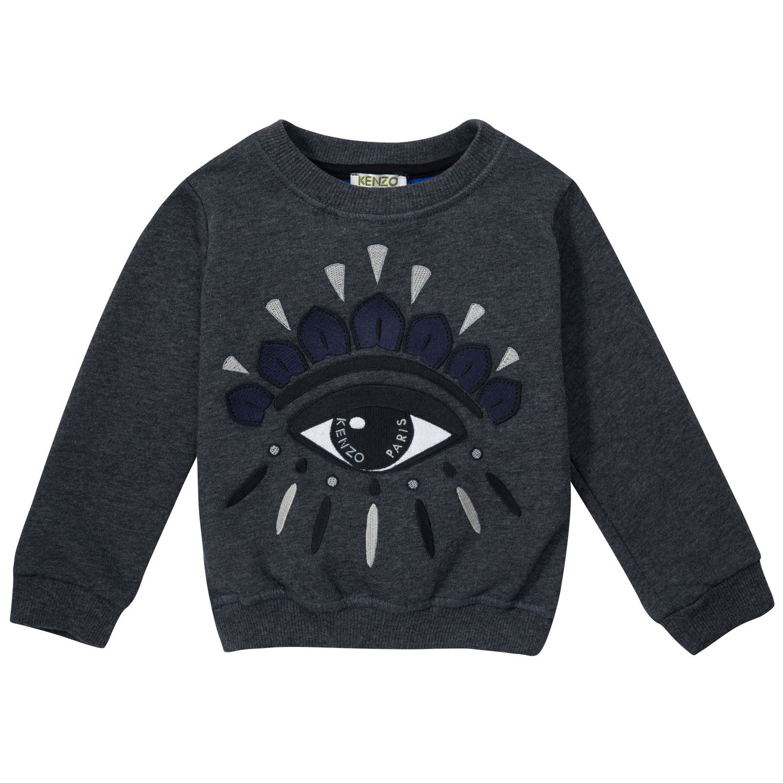 Boys&Girls Dark Grey Eye Embroidered Sweatshirt With Blue Lining - CÉMAROSE | Children's Fashion Store - 1