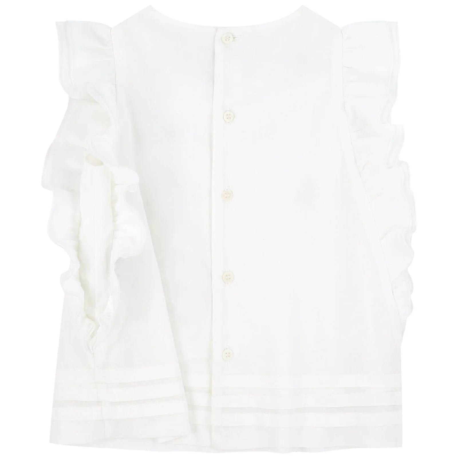 Girls White Embroidered Cotton Top