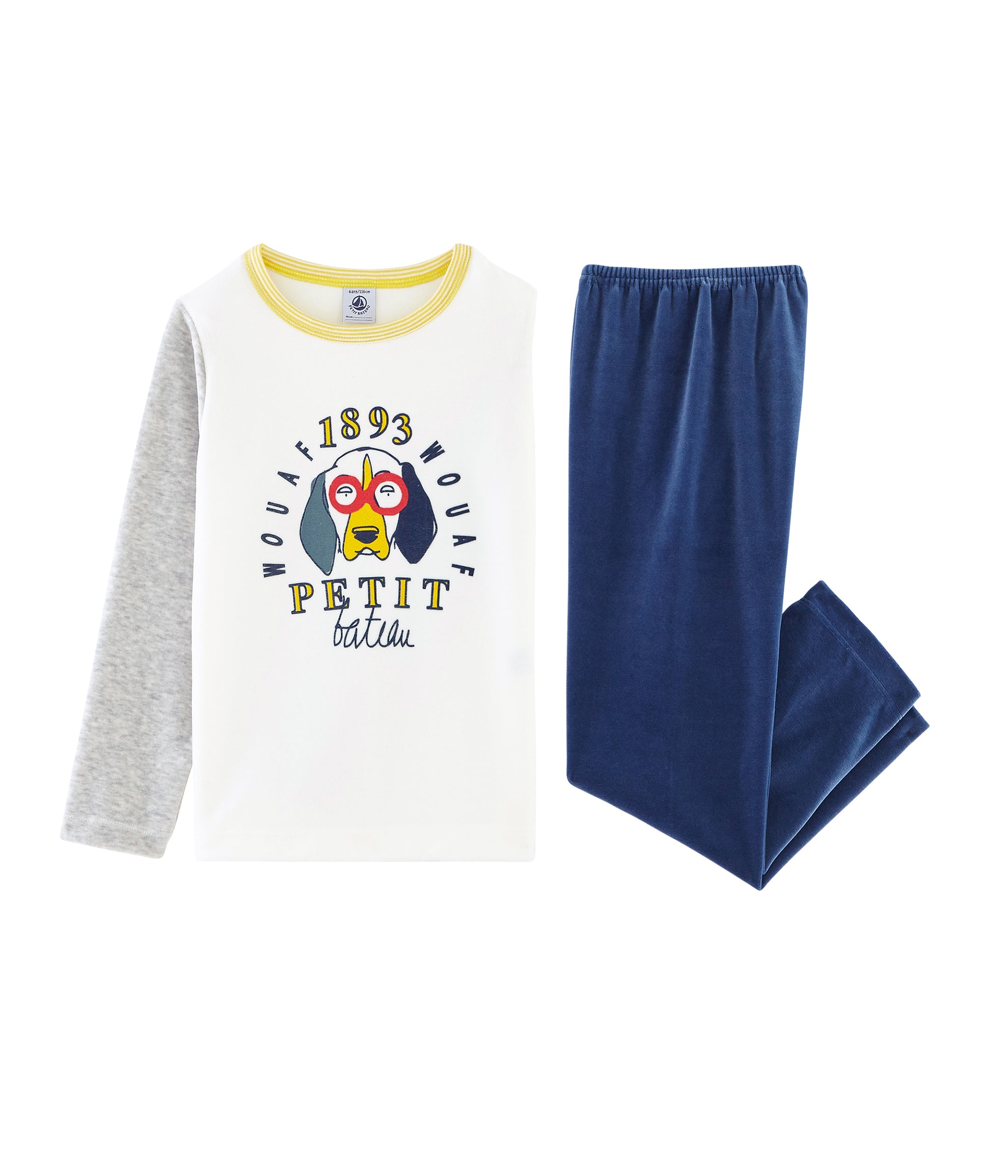 Boys White & Blue Cotton Nightwear Set