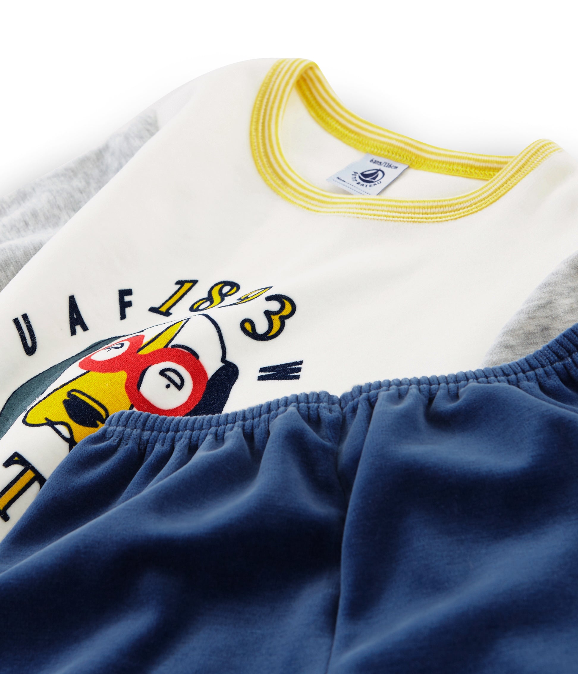 Boys White & Blue Cotton Nightwear Set
