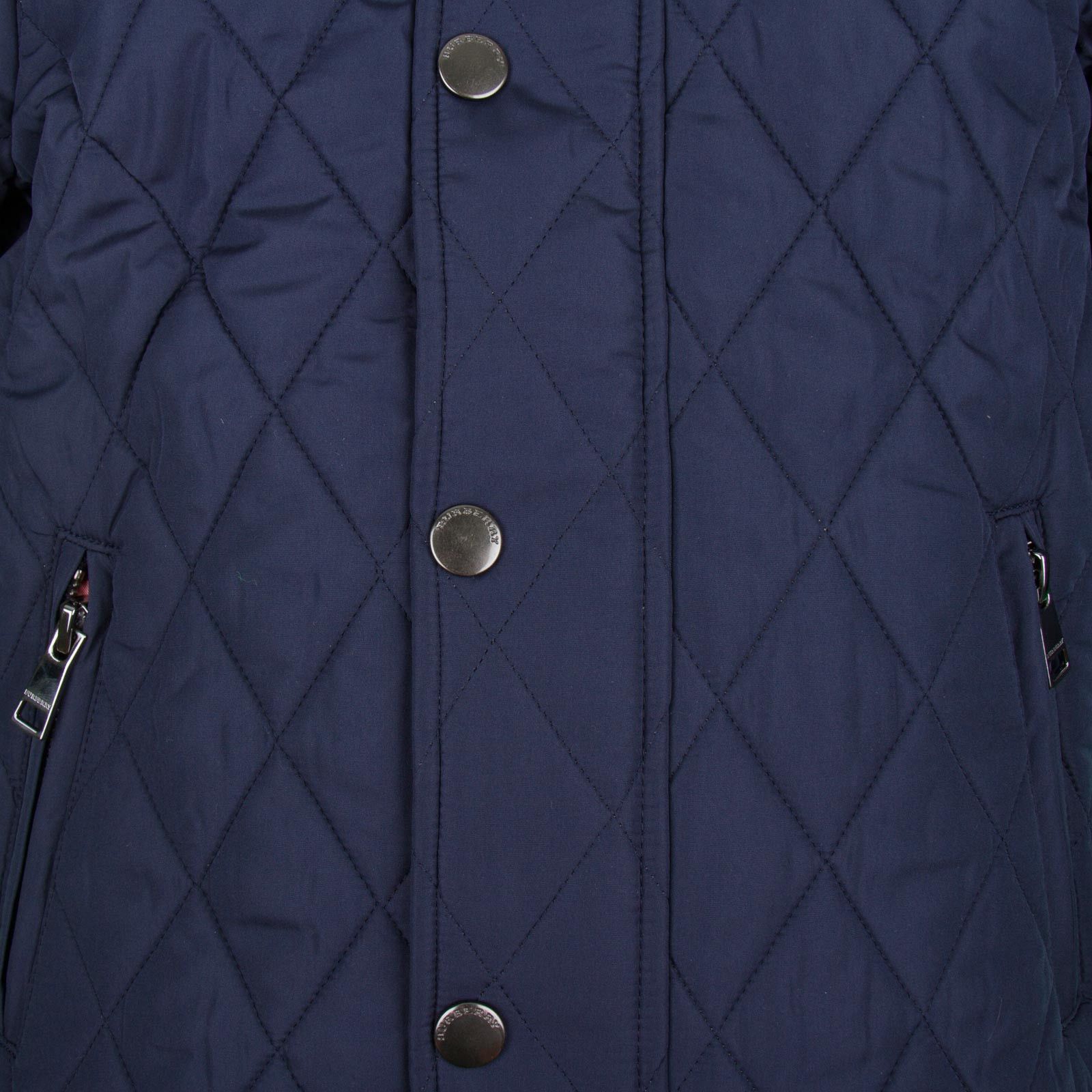 Boys Navy Blue Quilted Jacket With Classic Check Trims - CÉMAROSE | Children's Fashion Store - 4