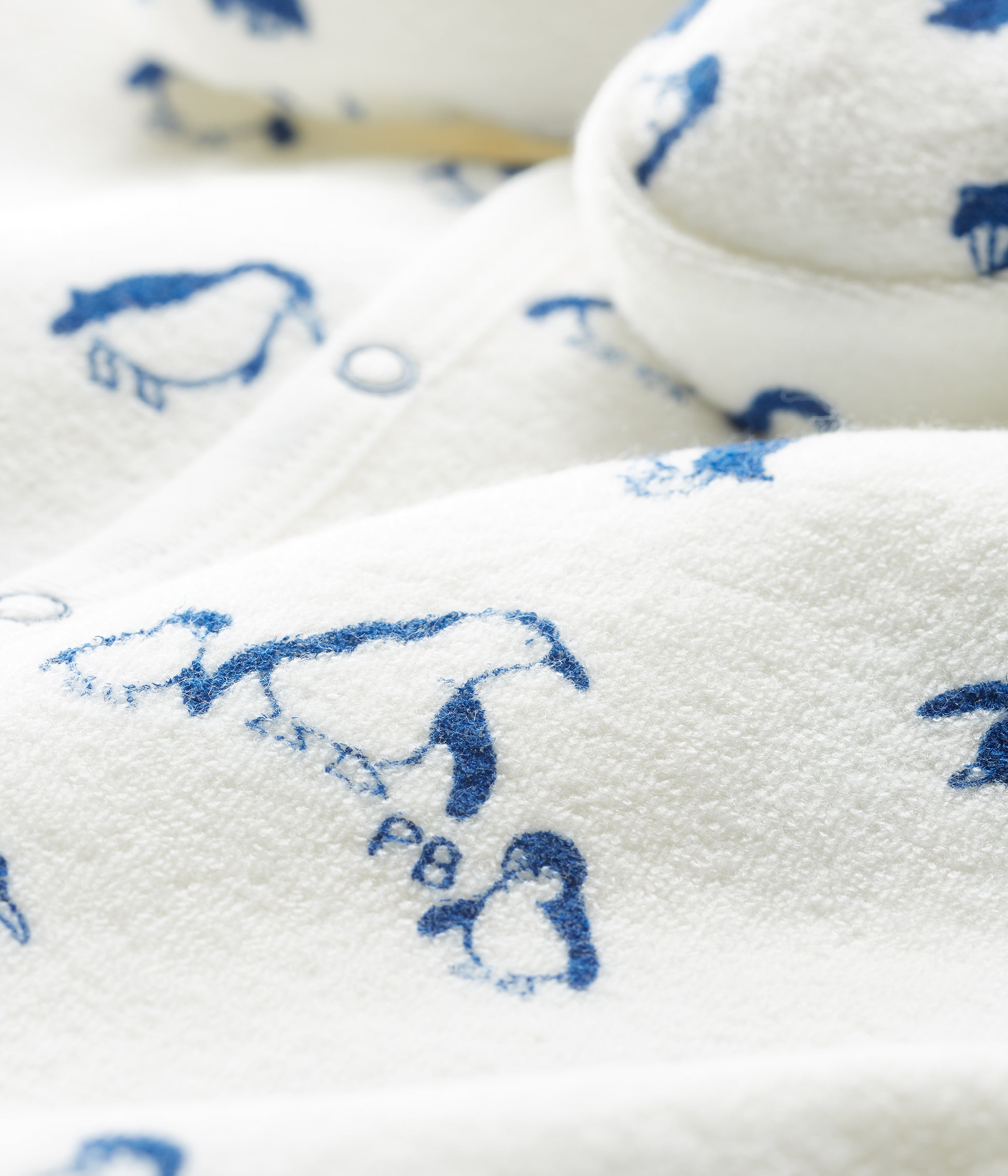 Baby Boys White & Blue Cotton Babysuit