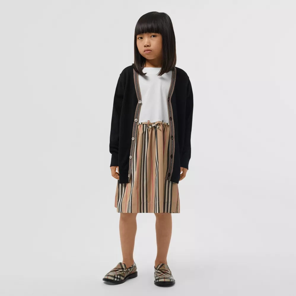 Boys & Girls Black Knit Merino Wool Cardigan