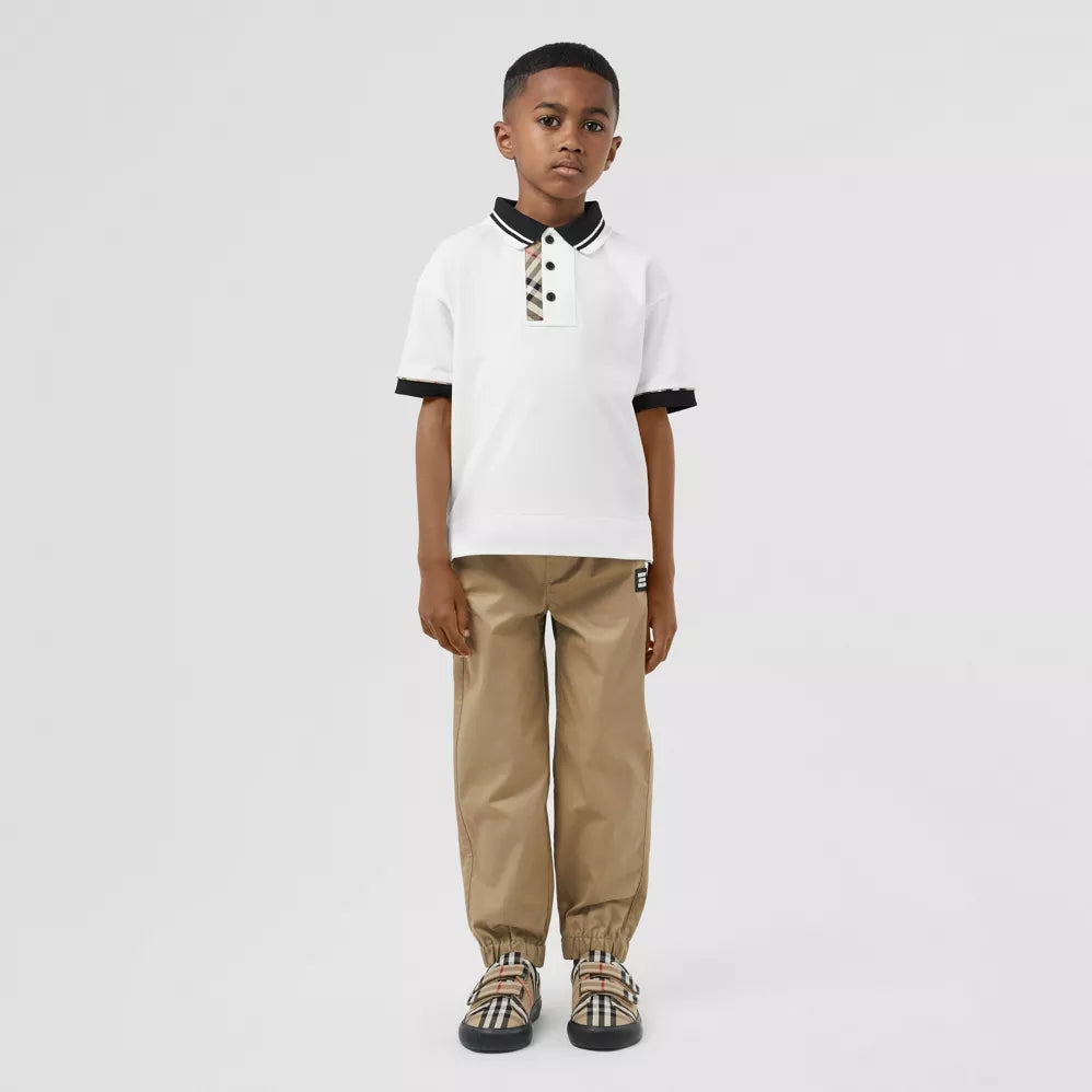 Boys White Jerseywear Cotton Polo Shirt