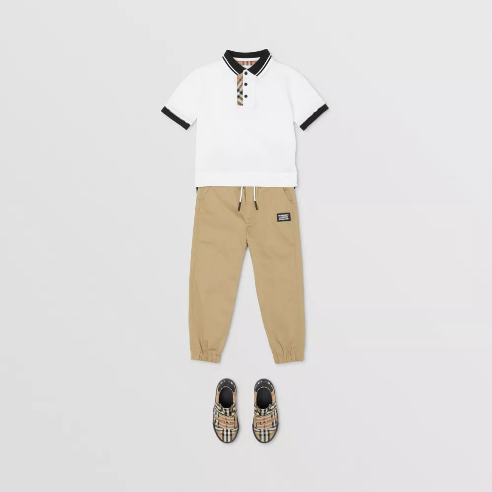 Boys White Jerseywear Cotton Polo Shirt