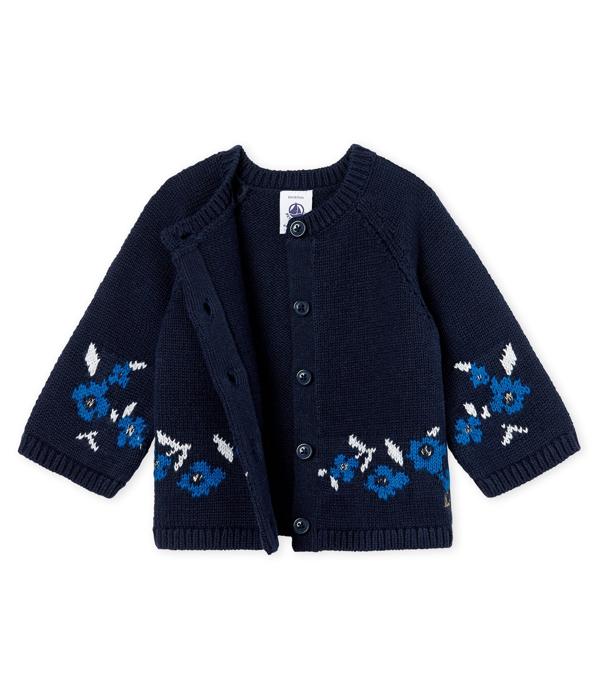 Baby Girls Blue Embroidered Cardigan