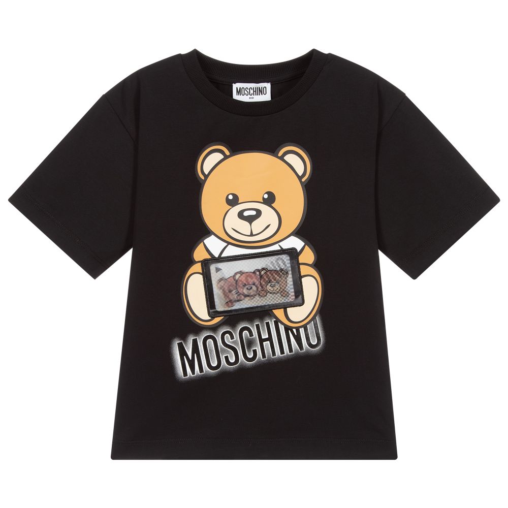 Boys & Girls Black Teddy Bear T-Shirt