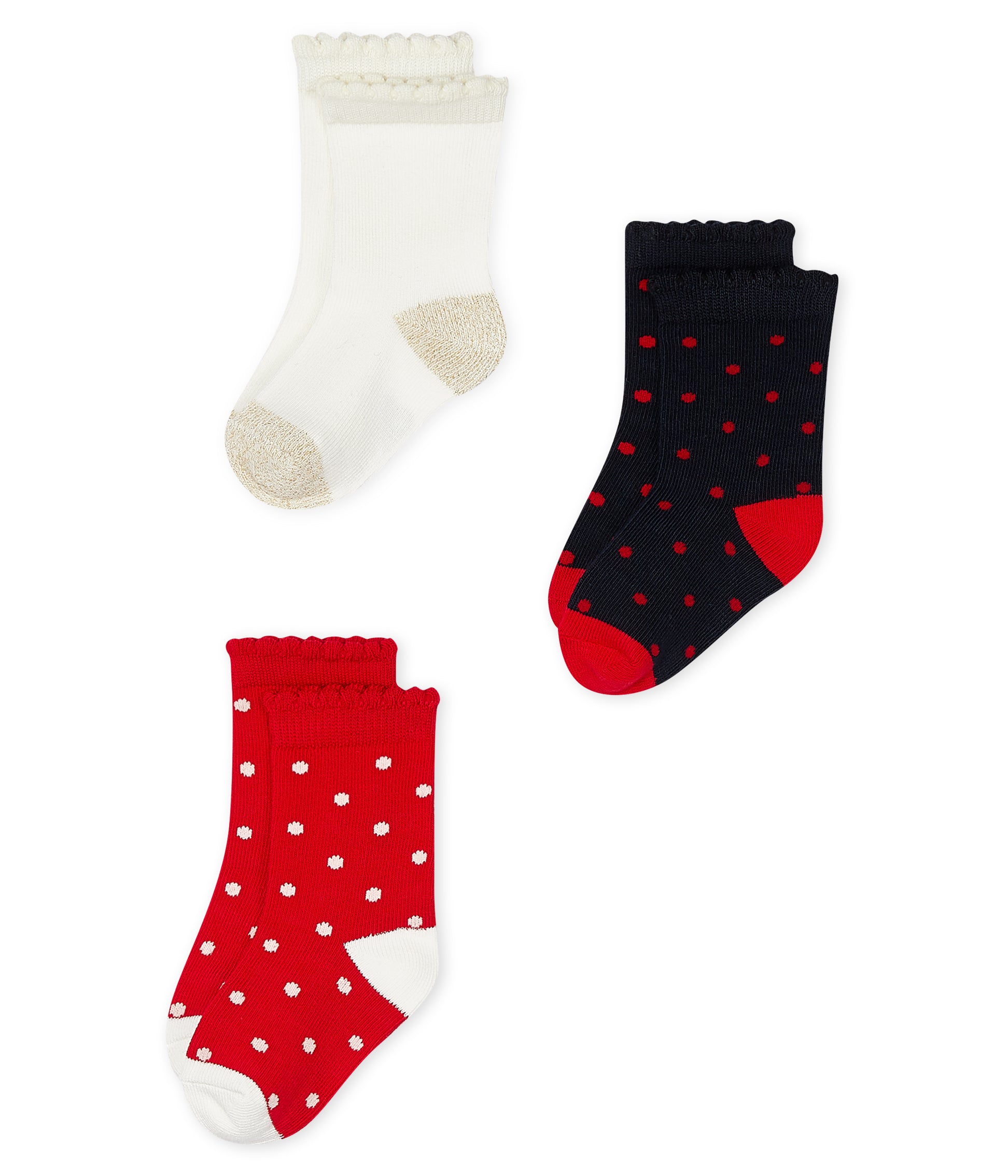 Chaussettes en coton multicolores pour bébés filles (3 pièces)