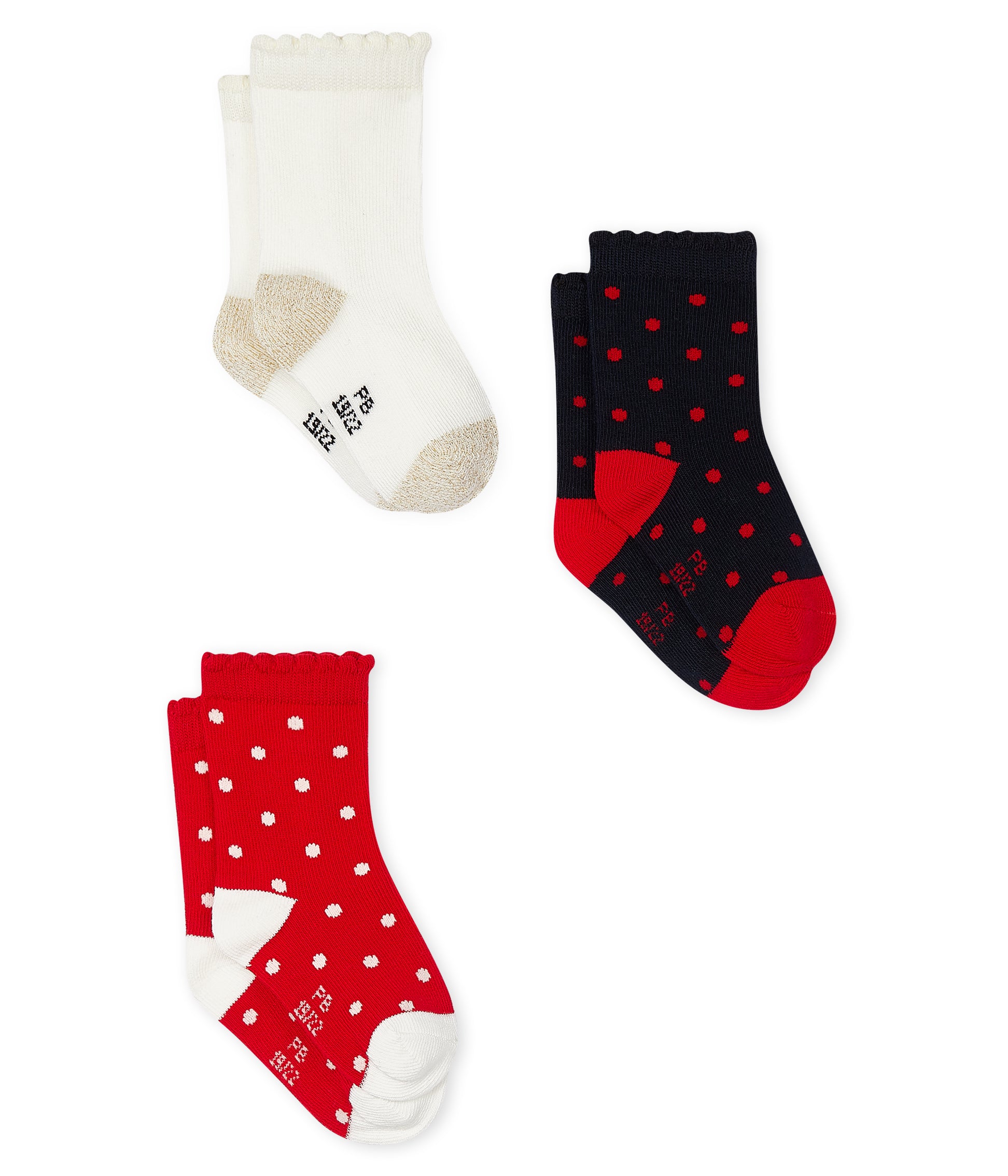 Chaussettes en coton multicolores pour bébés filles (3 pièces)
