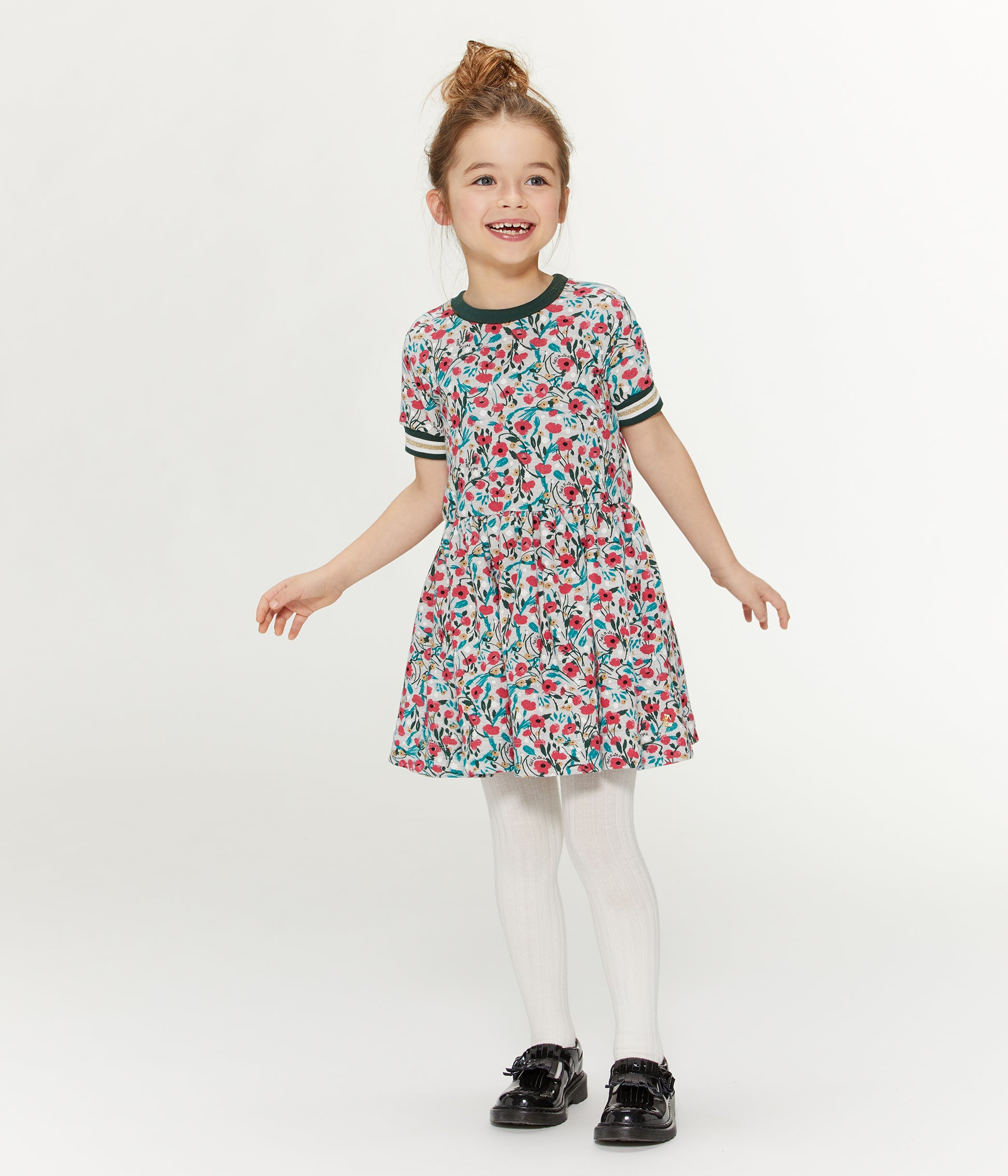 Girls Multicolor Floral Cotton Dress