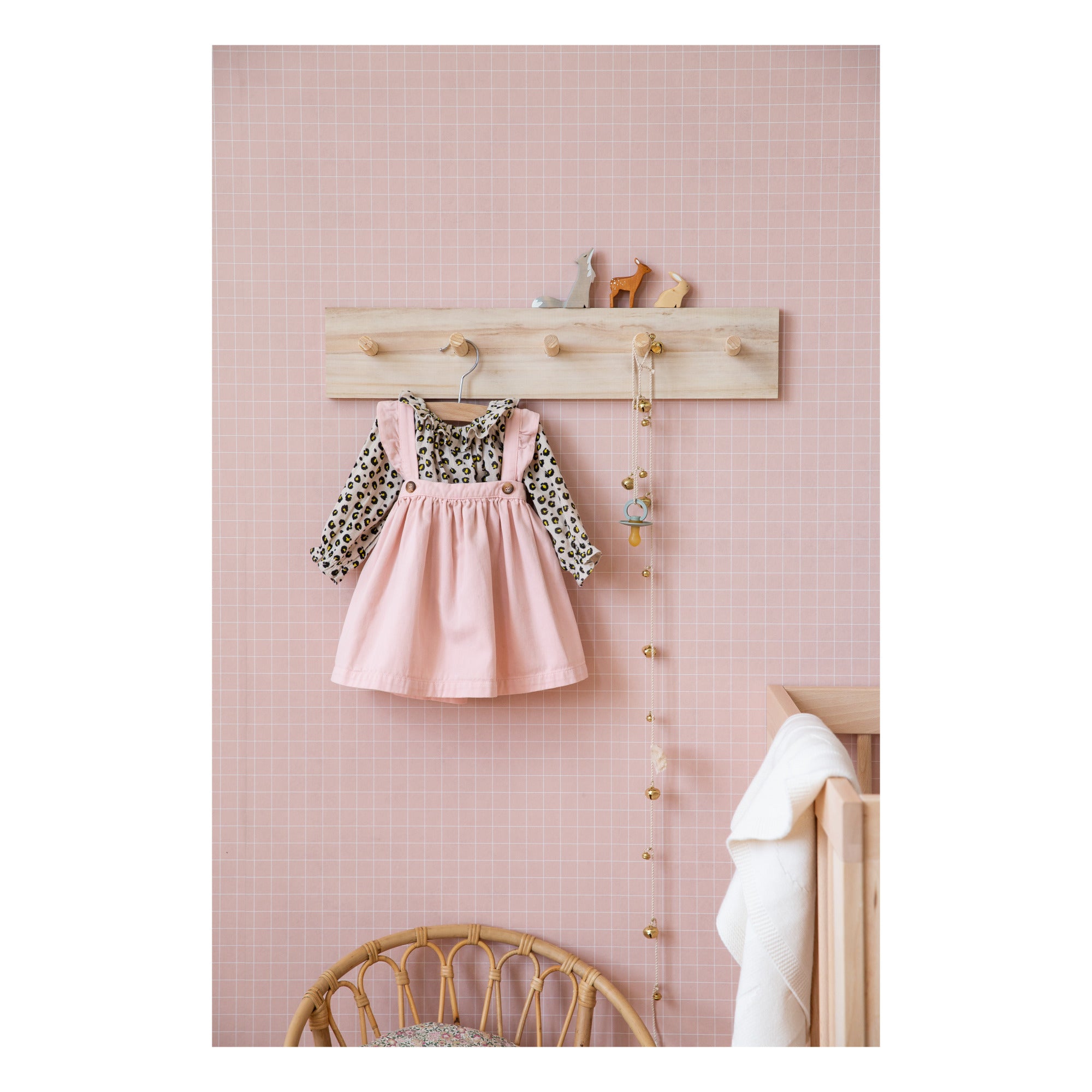 Jupe en coton à bretelles en velours rose pour bébés filles