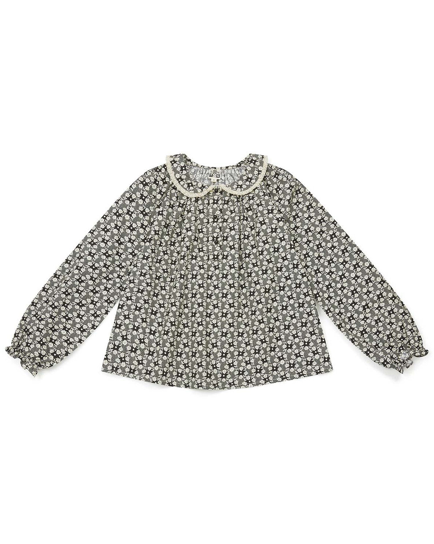 Chemisier noir en coton pour filles