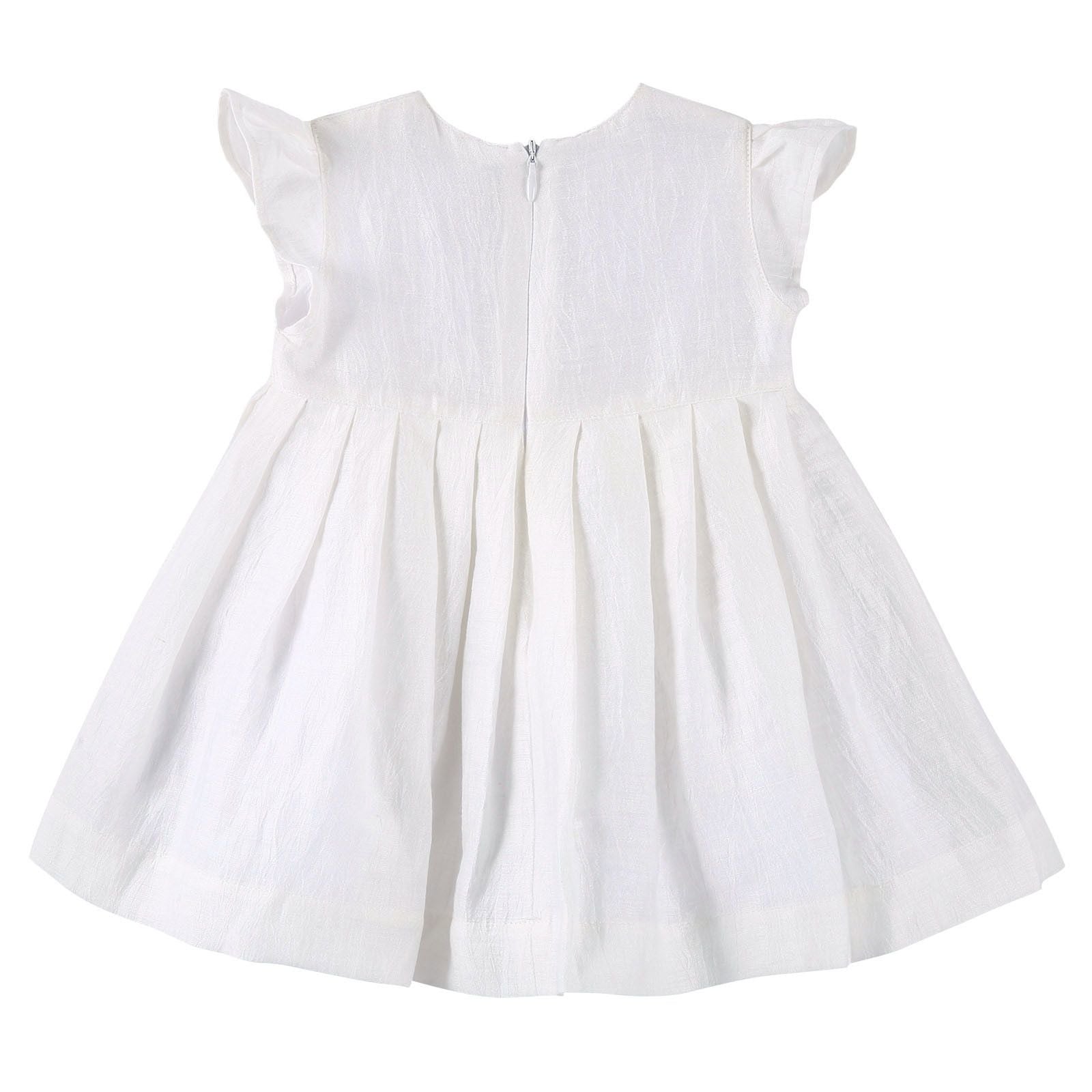 Baby Girls Ivory Dress With Pink Butterfly Patch Trims - CÉMAROSE | Children's Fashion Store - 2