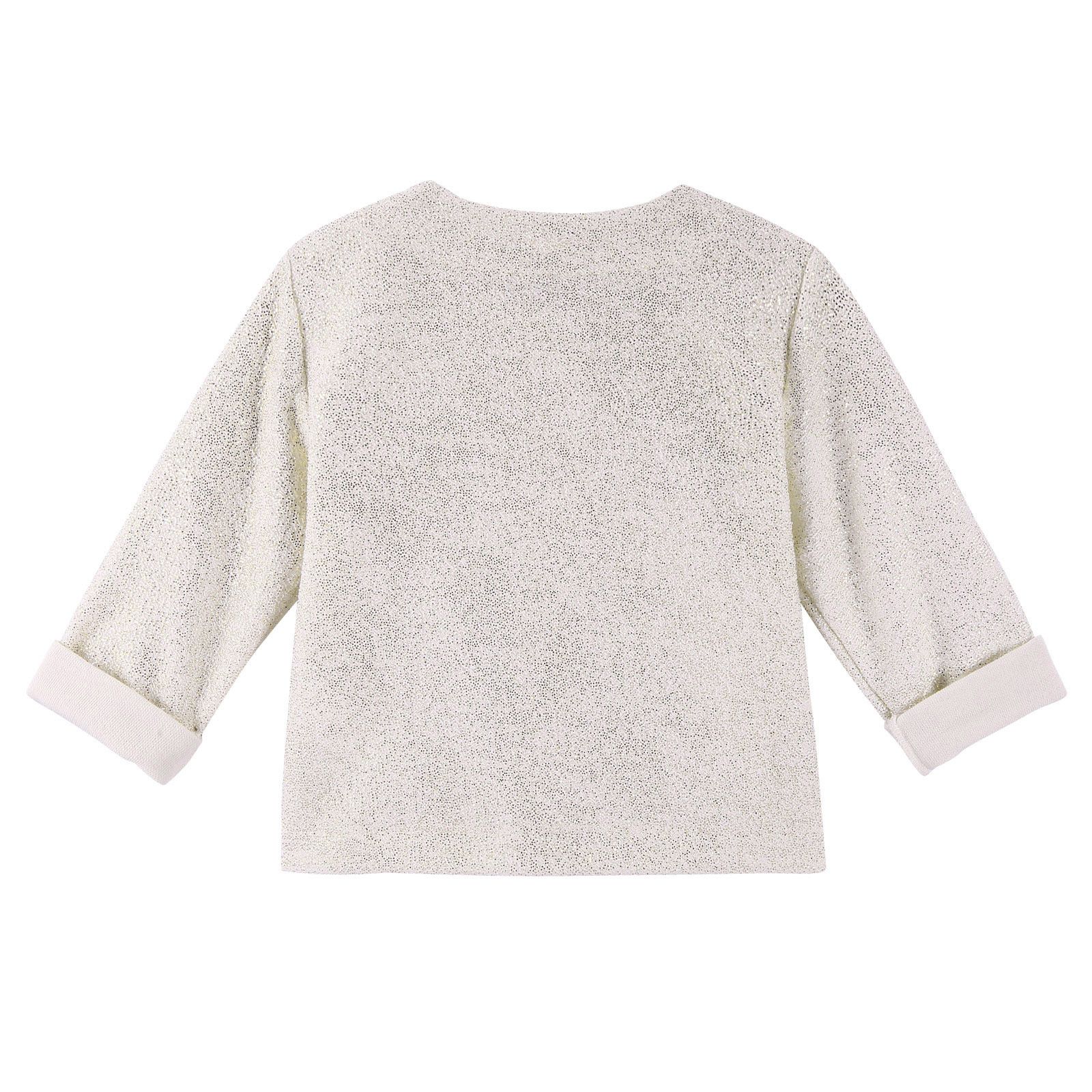 Girls White&Gold Particle Blouse With Bow Trims - CÉMAROSE | Children's Fashion Store - 2