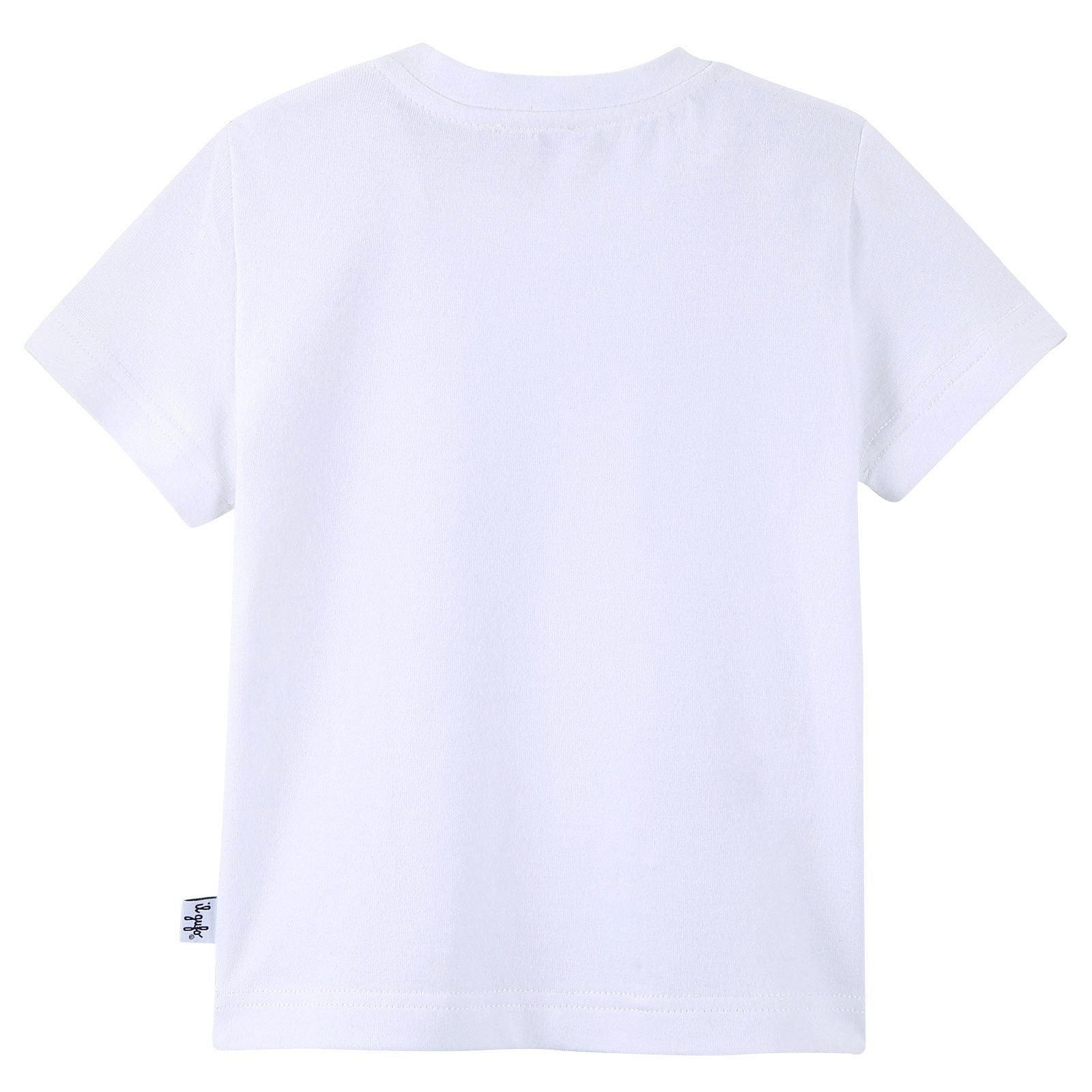 Baby Boys White T-Shirt With Navy Blue Bus Print - CÉMAROSE | Children's Fashion Store - 2