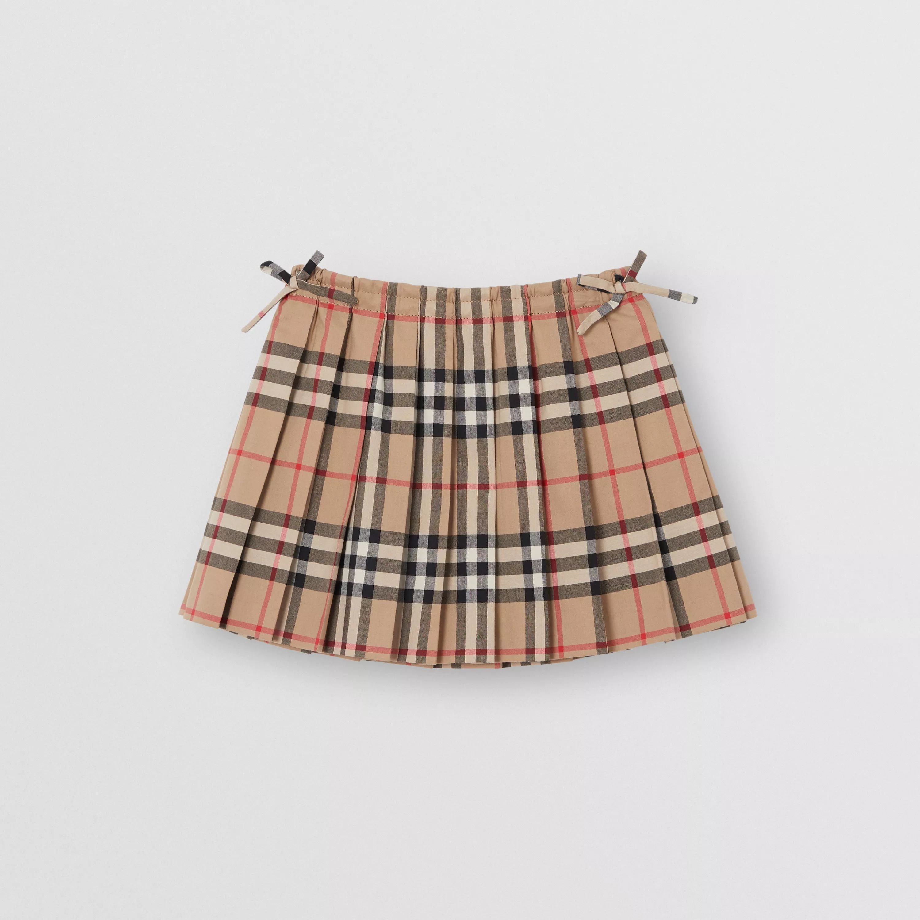 Baby Girls Beige Check Cotton Skirt