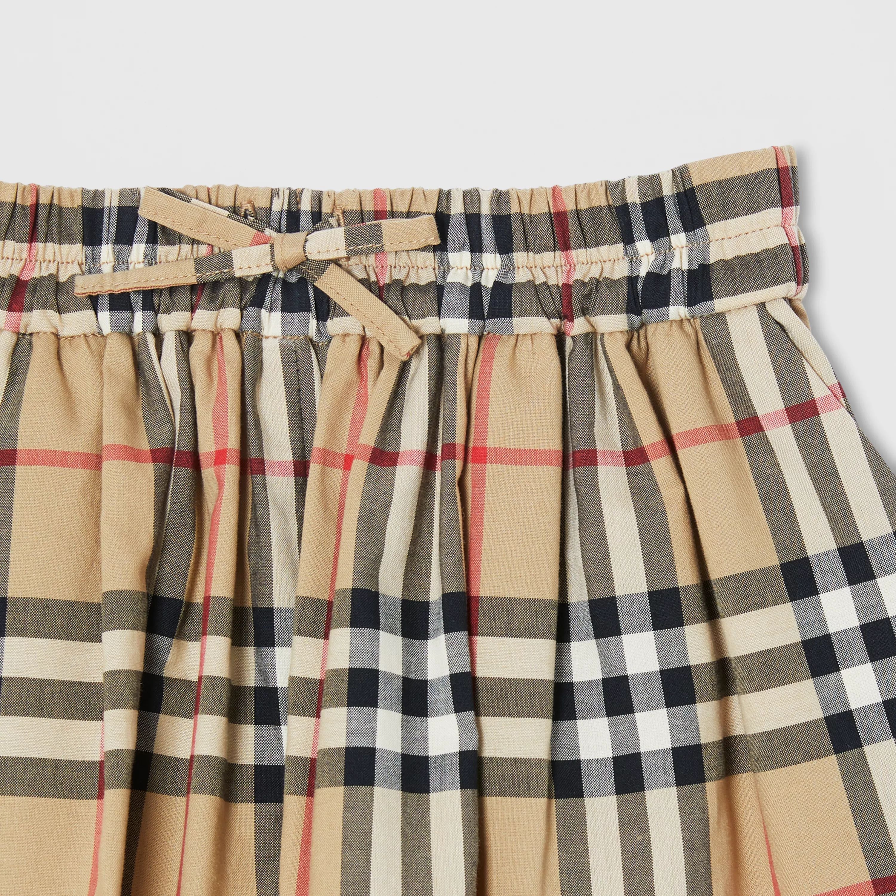 Short en coton à carreaux beige pour filles