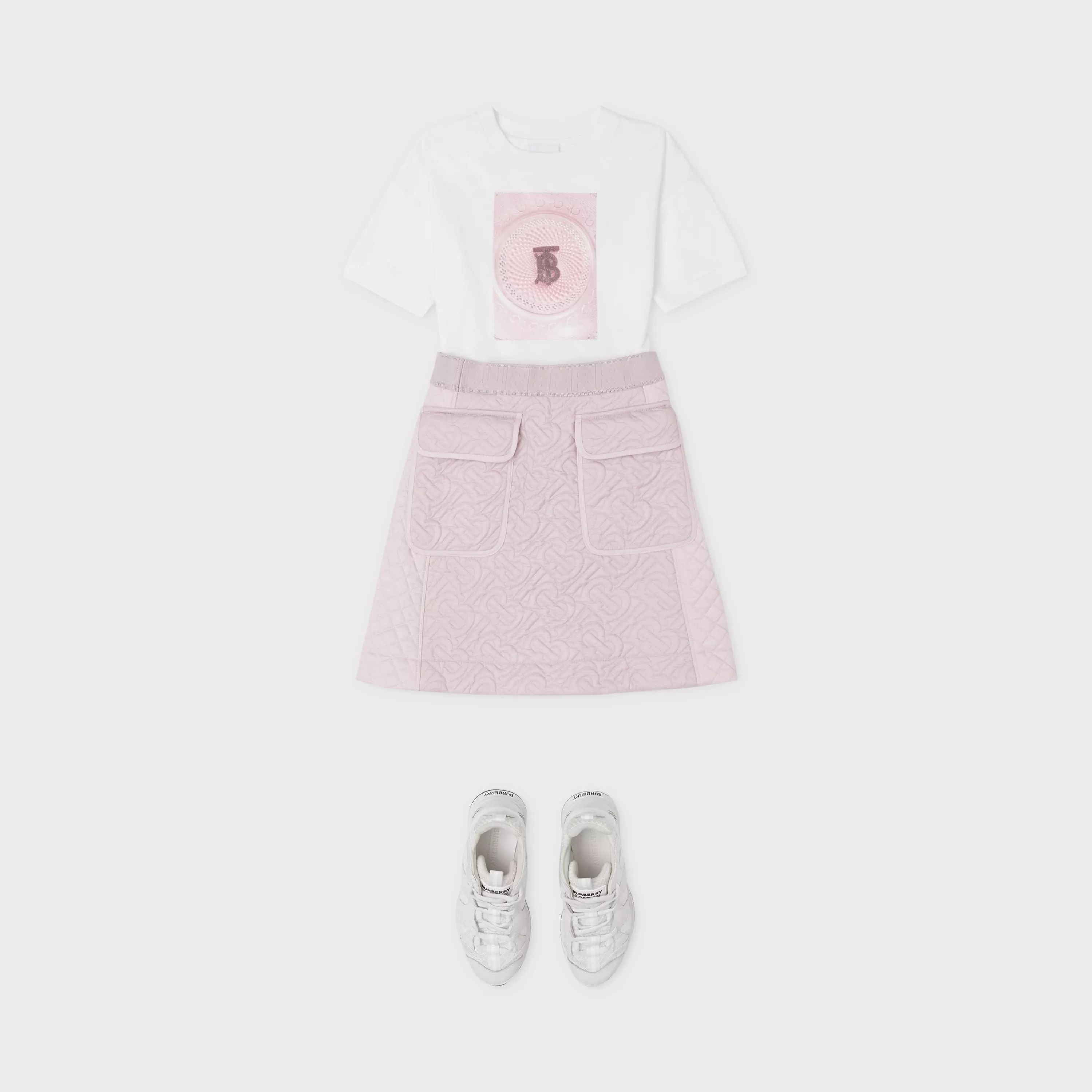 Girls White Printing Cotton T-Shirt