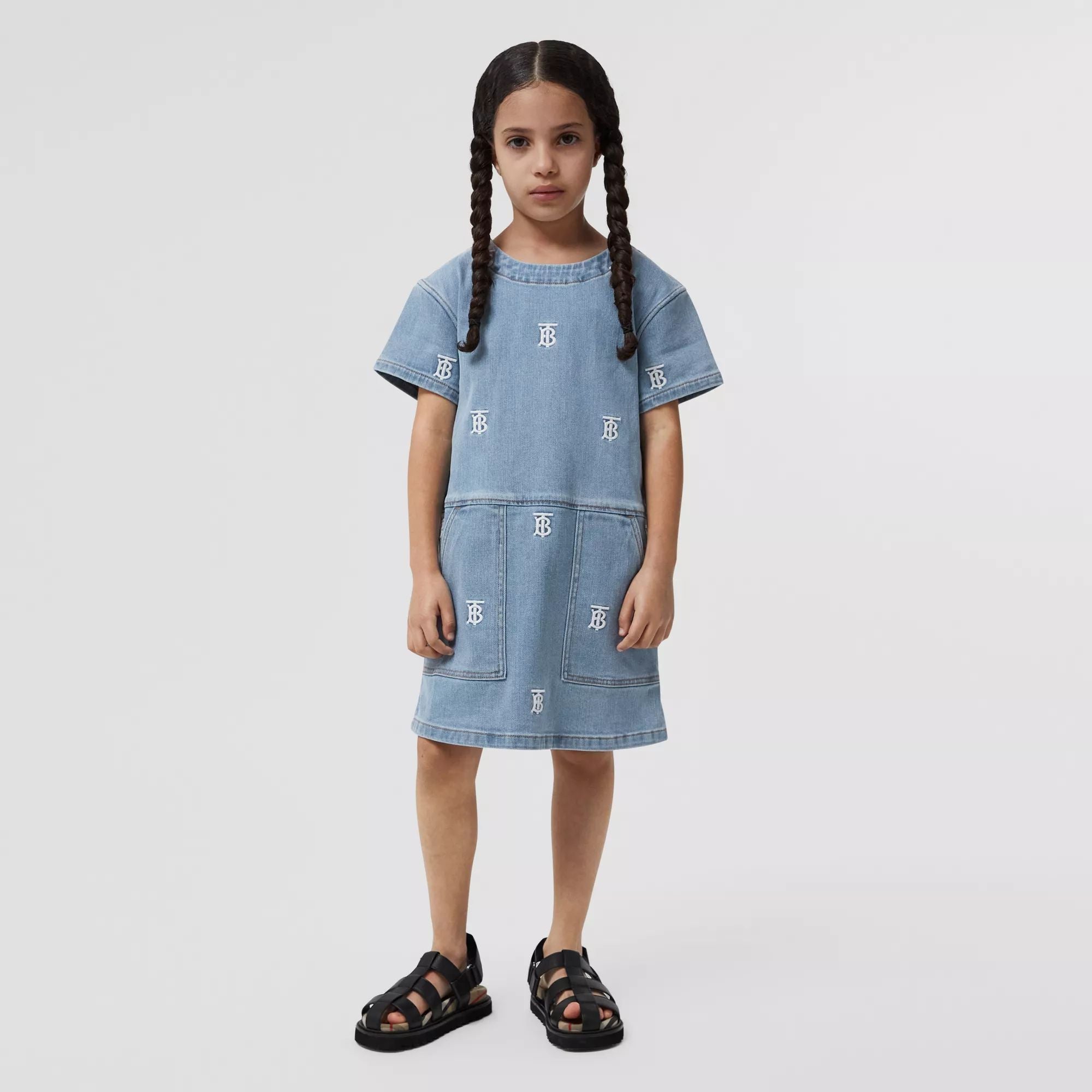 Robe en jean bleue à logo pour fille
