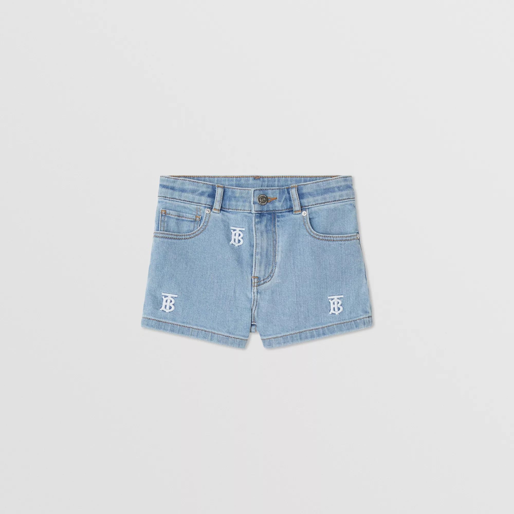 Short en jean à logo bleu pour filles