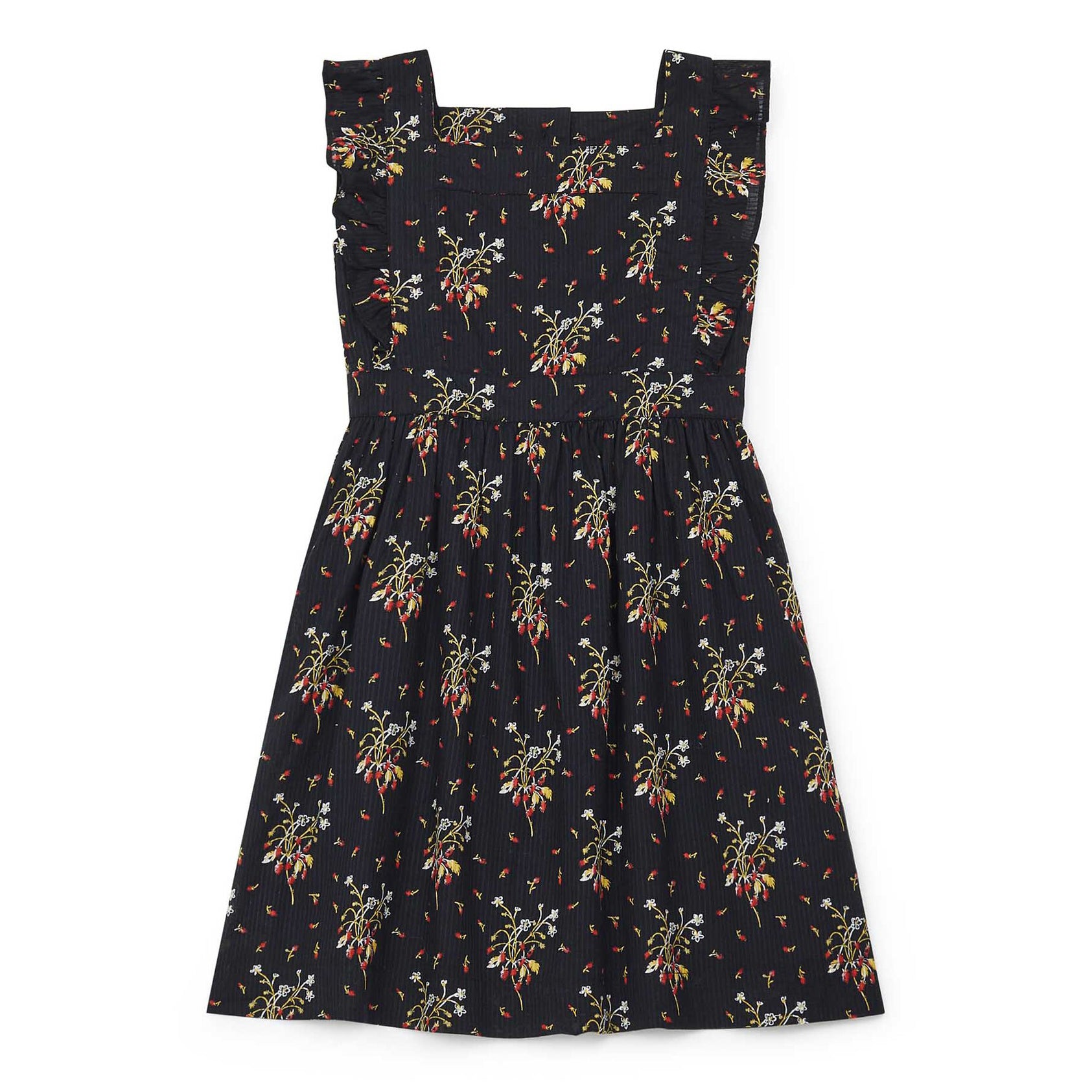 Robe en coton gris foncé à fleurs pour filles
